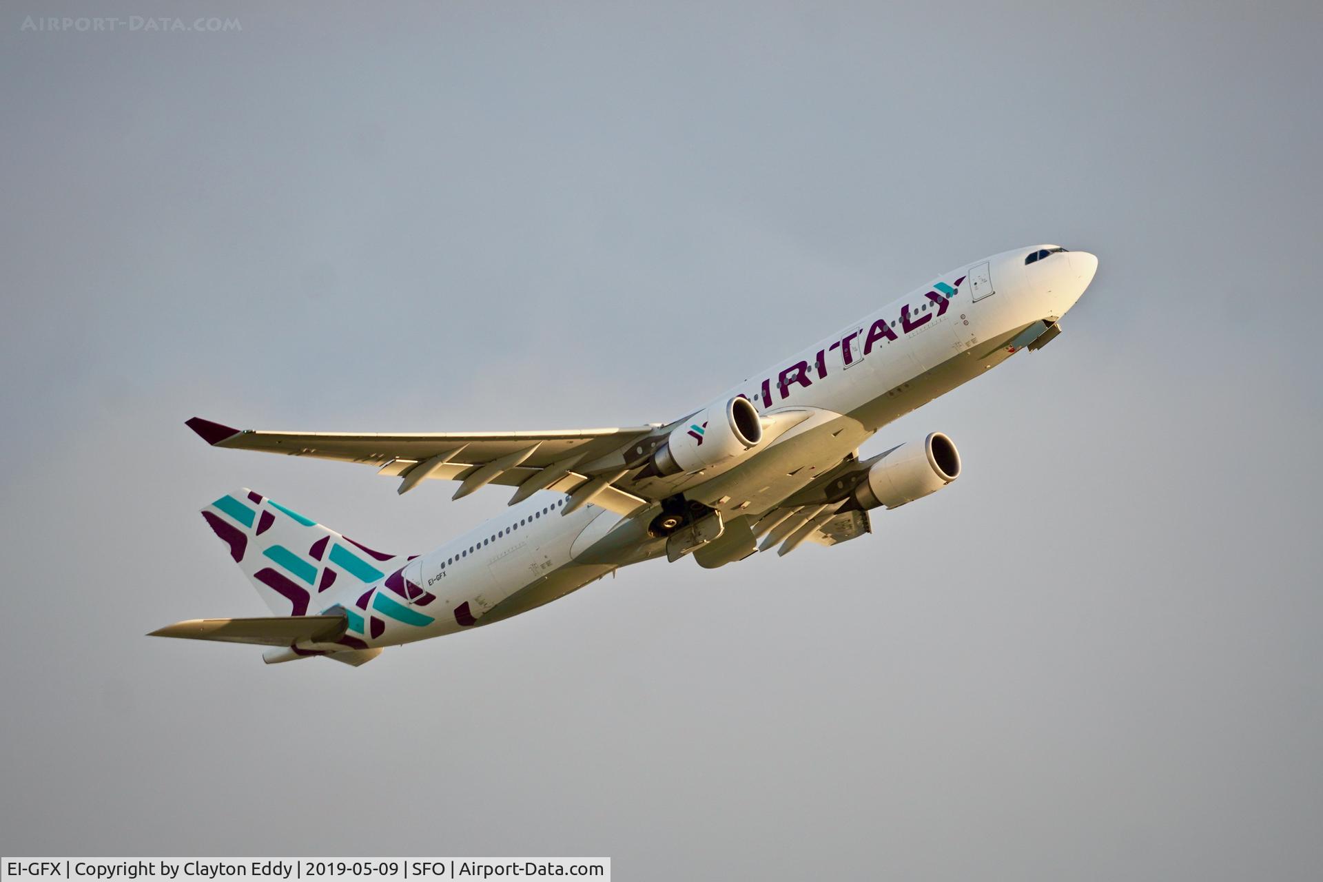 EI-GFX, 2004 Airbus A330-203 C/N 571, Departing SFO 2019.