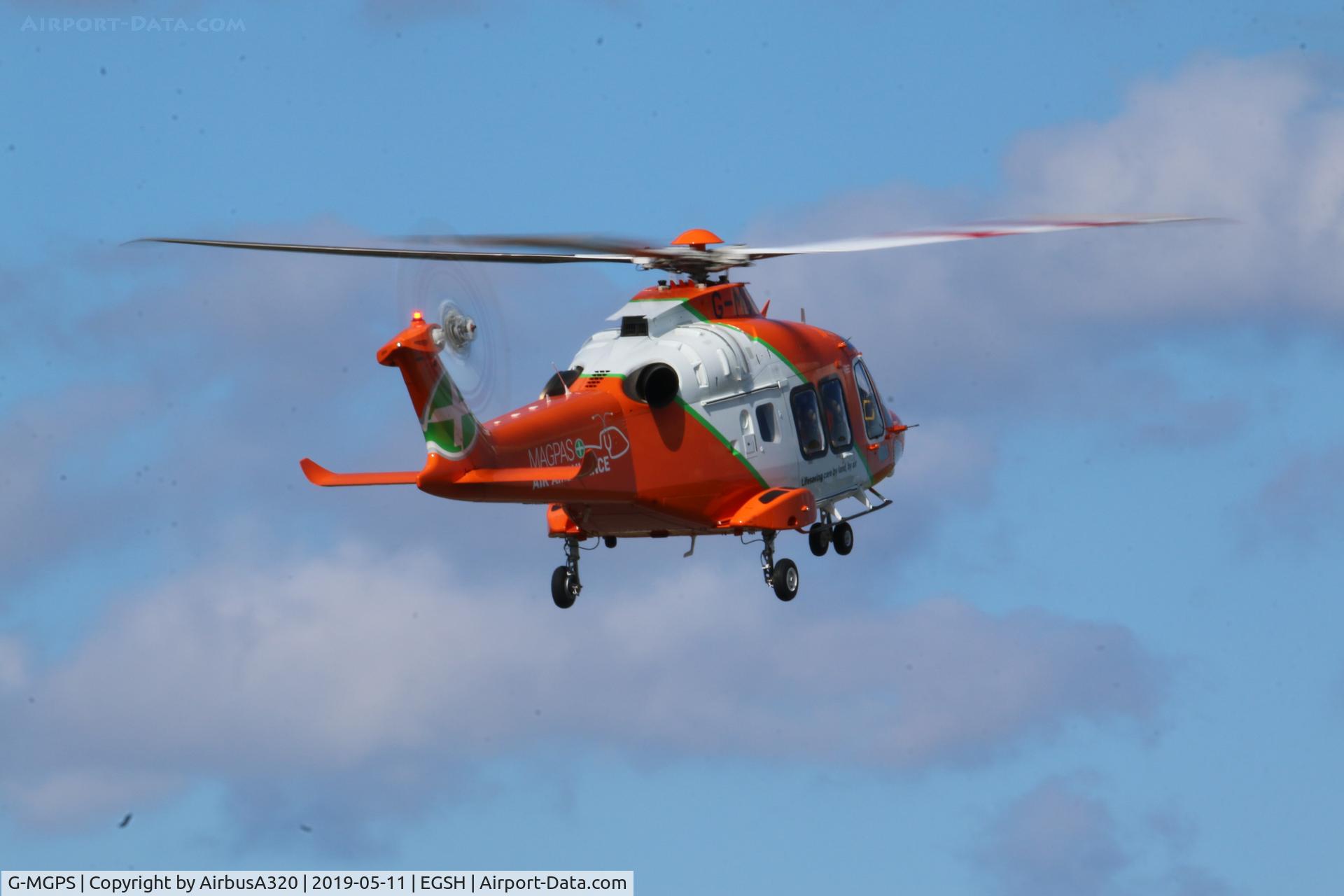 G-MGPS, 2018 Leonardo AW-169 C/N 69077, Arriving at Norwich