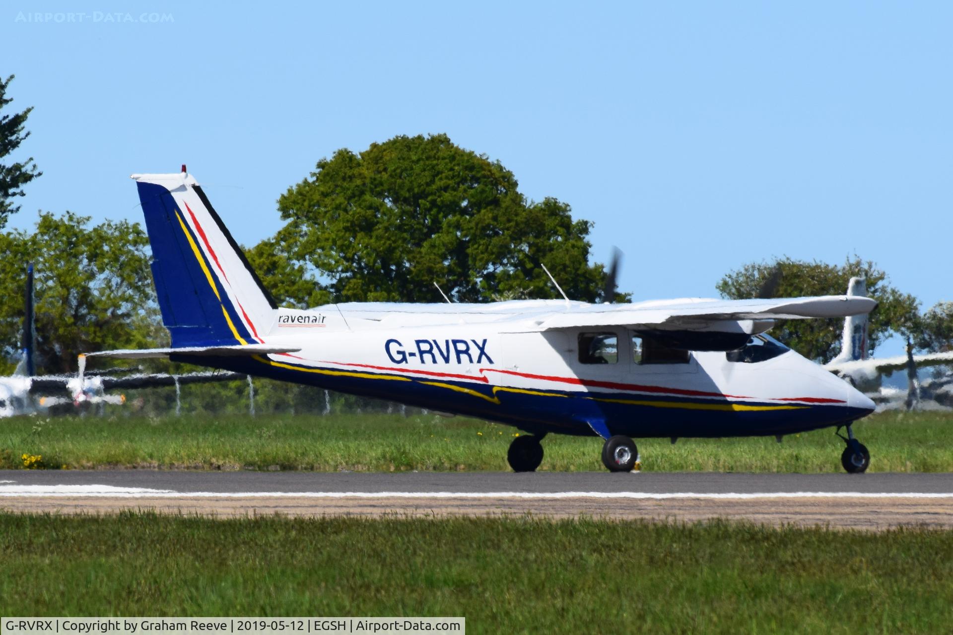 G-RVRX, 1977 Partenavia P-68B Victor C/N 62, Departing from Norwich.