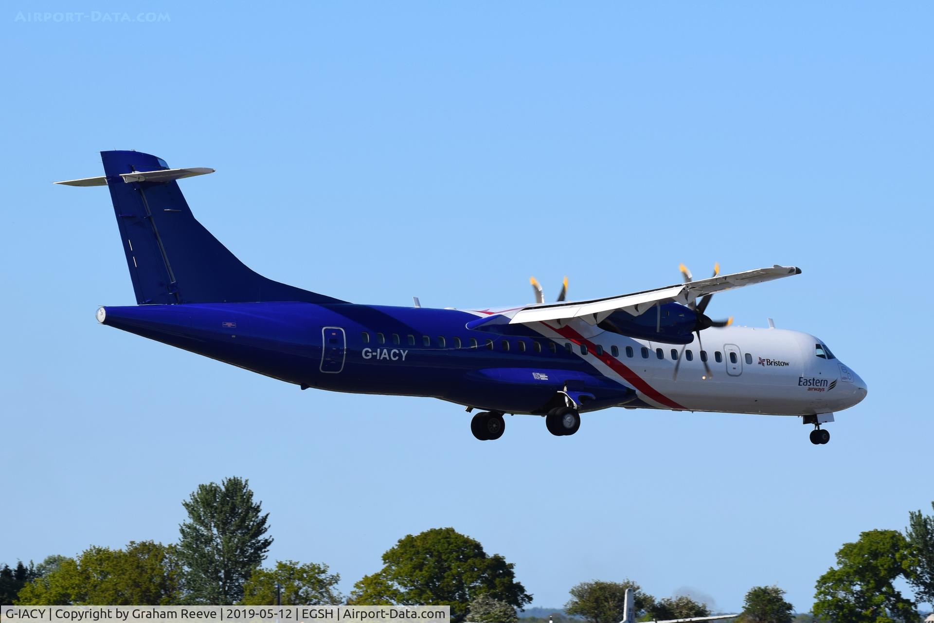 G-IACY, 2017 ATR 72-212 C/N 1448, Landing at Norwich.