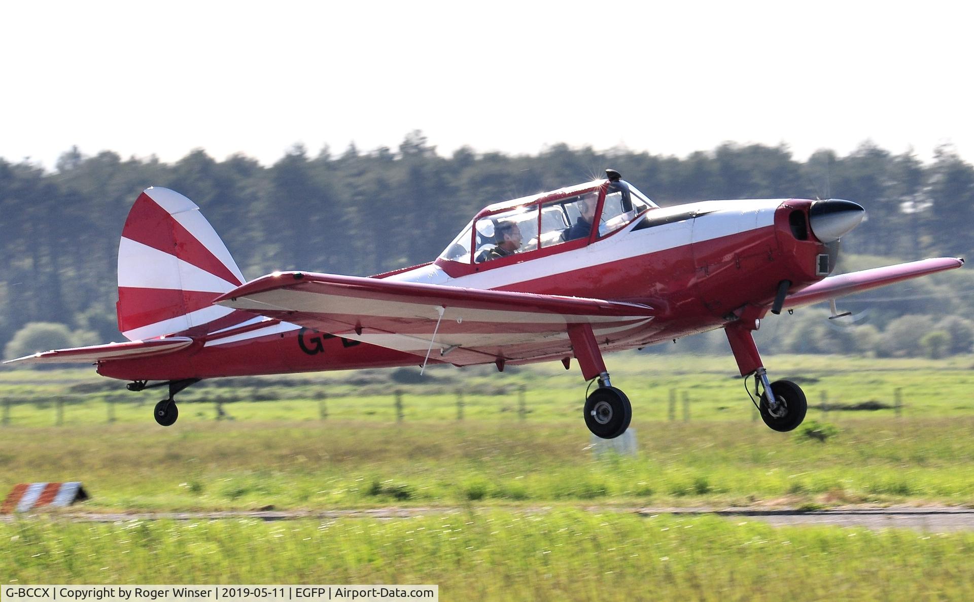 G-BCCX, 1952 De Havilland DHC-1 Chipmunk 22 (Lycoming) C/N C1/0531, Visiting Chipmunk (Lycoming engine) departing Runway 04.