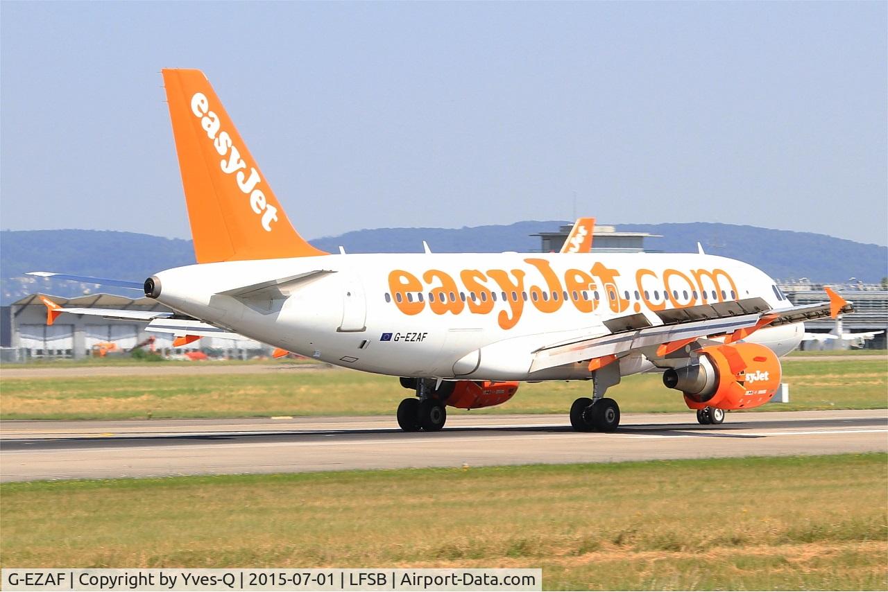 G-EZAF, 2006 Airbus A319-111 C/N 2715, Airbus A319-111, Reverse thrust landing rwy 15, Bâle-Mulhouse-Fribourg airport (LFSB-BSL)