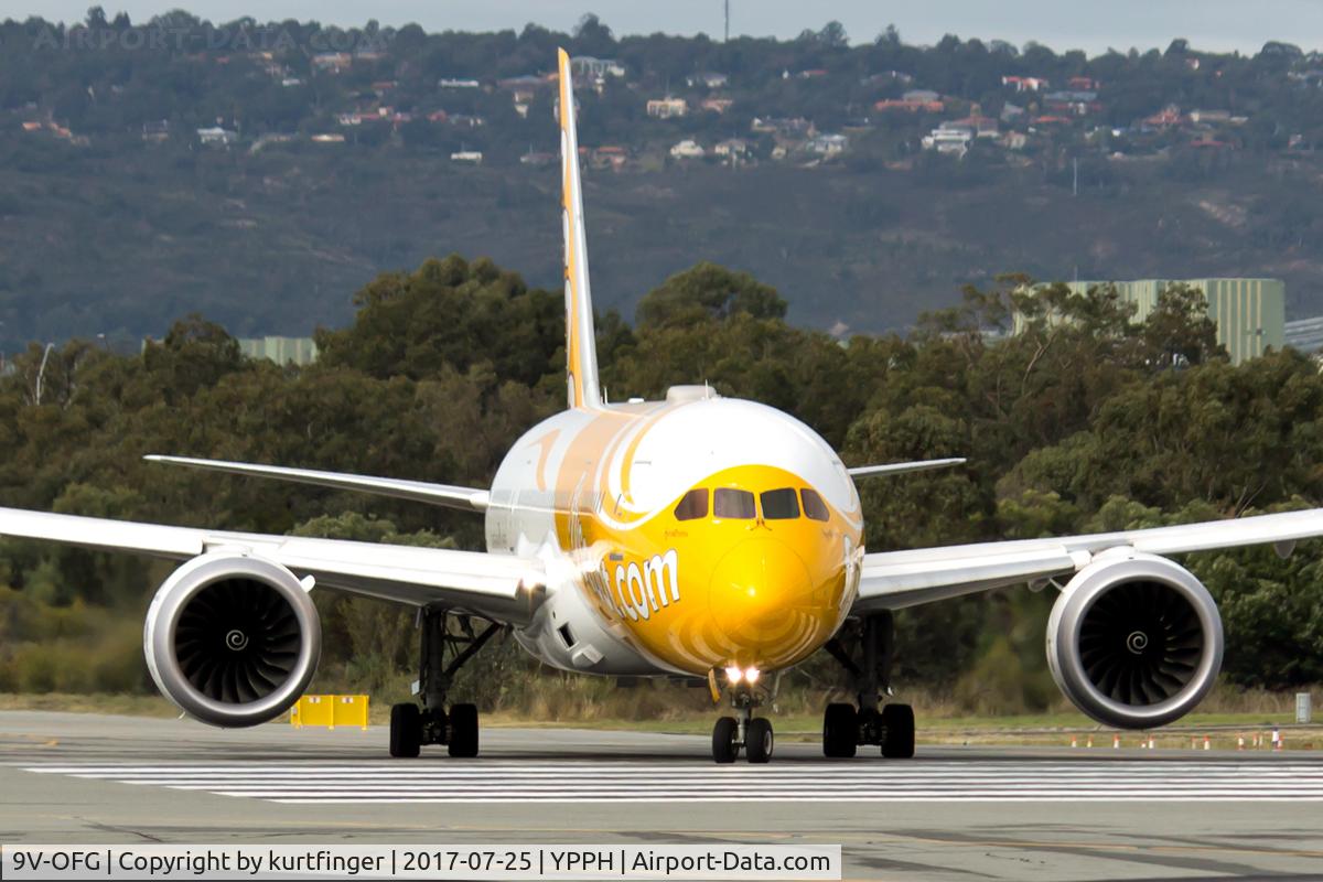 9V-OFG, 2016 Boeing 787-9 Dreamliner C/N 37123, Boeing 787, Scoot 9V-OFG, lining up runway 03, YPPH  25/07/17.