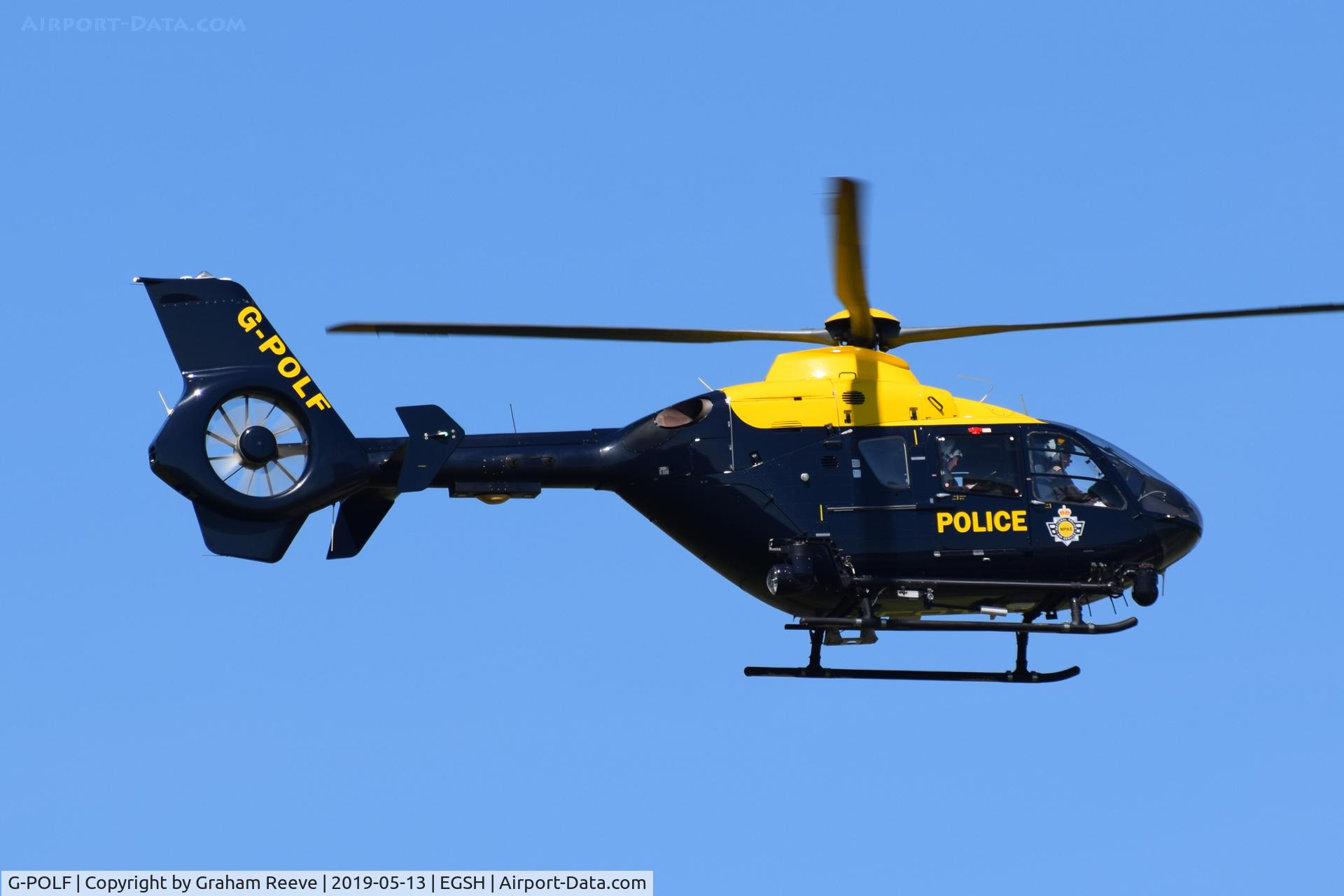 G-POLF, 2002 Eurocopter EC-135T-2 C/N 0267, Landing at Norwich.