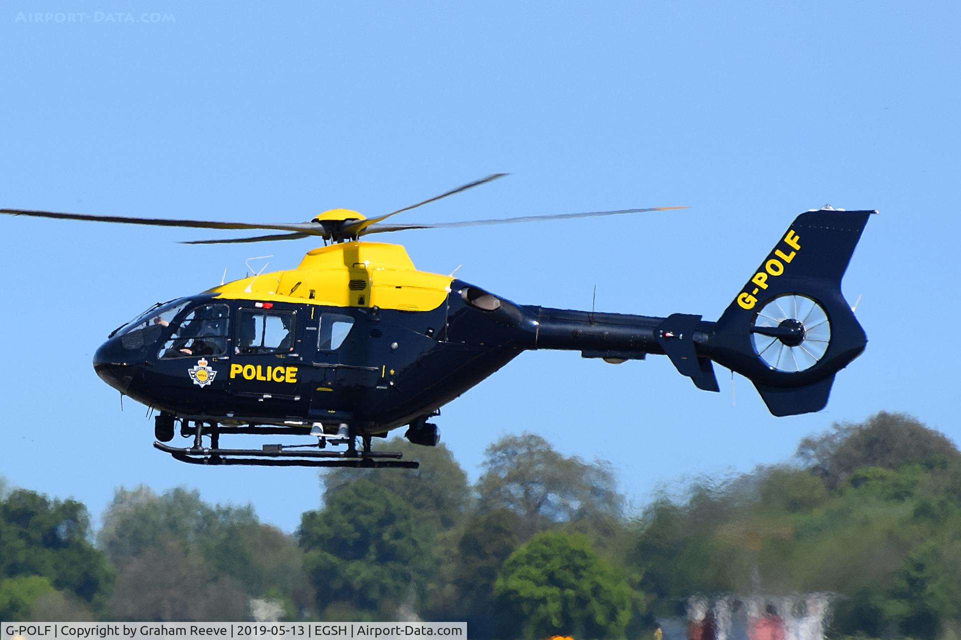 G-POLF, 2002 Eurocopter EC-135T-2 C/N 0267, Departing from Norwich.
