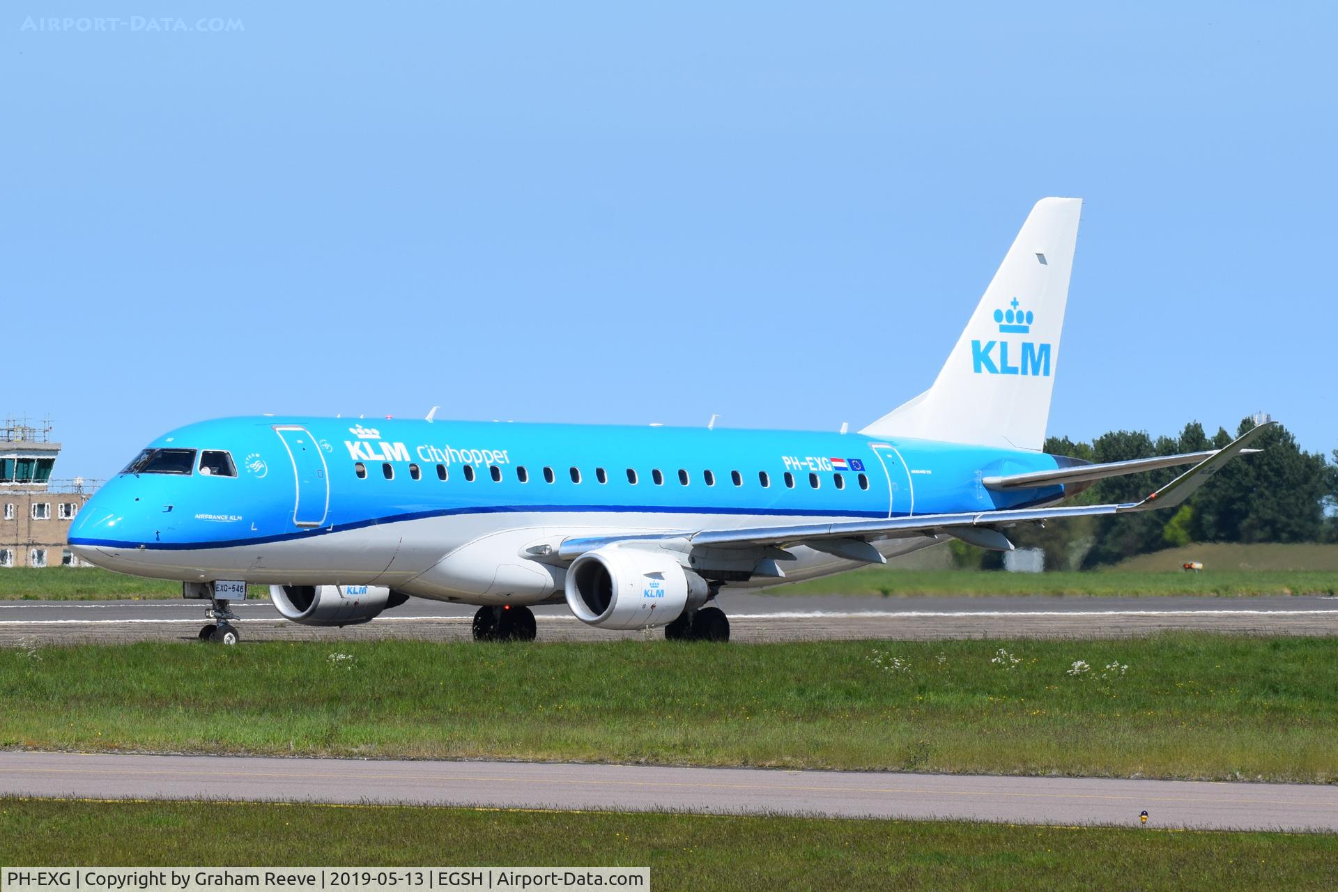PH-EXG, 2016 Embraer 175STD (ERJ-170-200) C/N 17000546, Departing from Norwich.