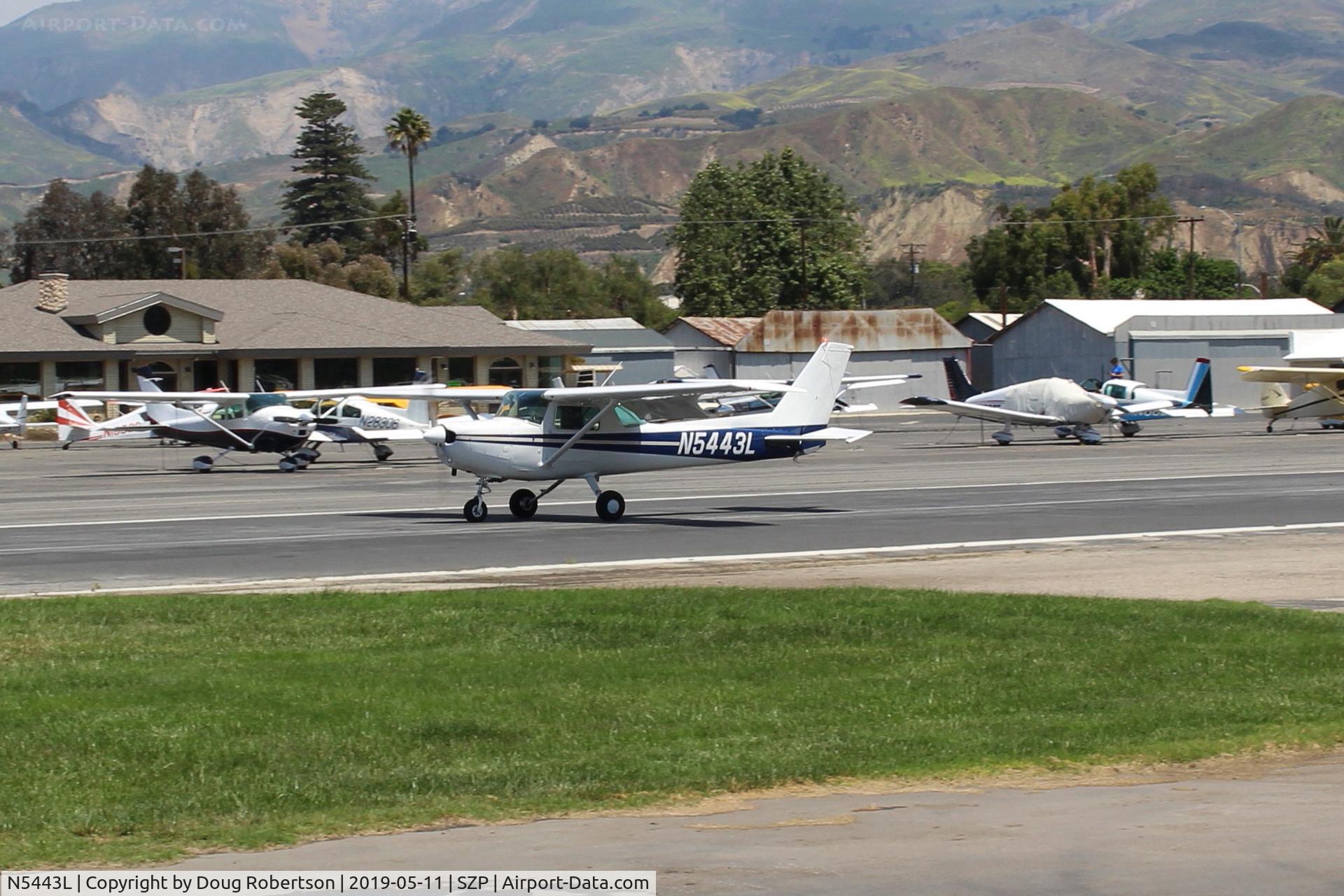 N5443L, 1980 Cessna 152 C/N 15284315, 1980 Cessna 152, Lycoming O-235-L3C 115 Hp, landing roll Rwy 22 doing patterns practice