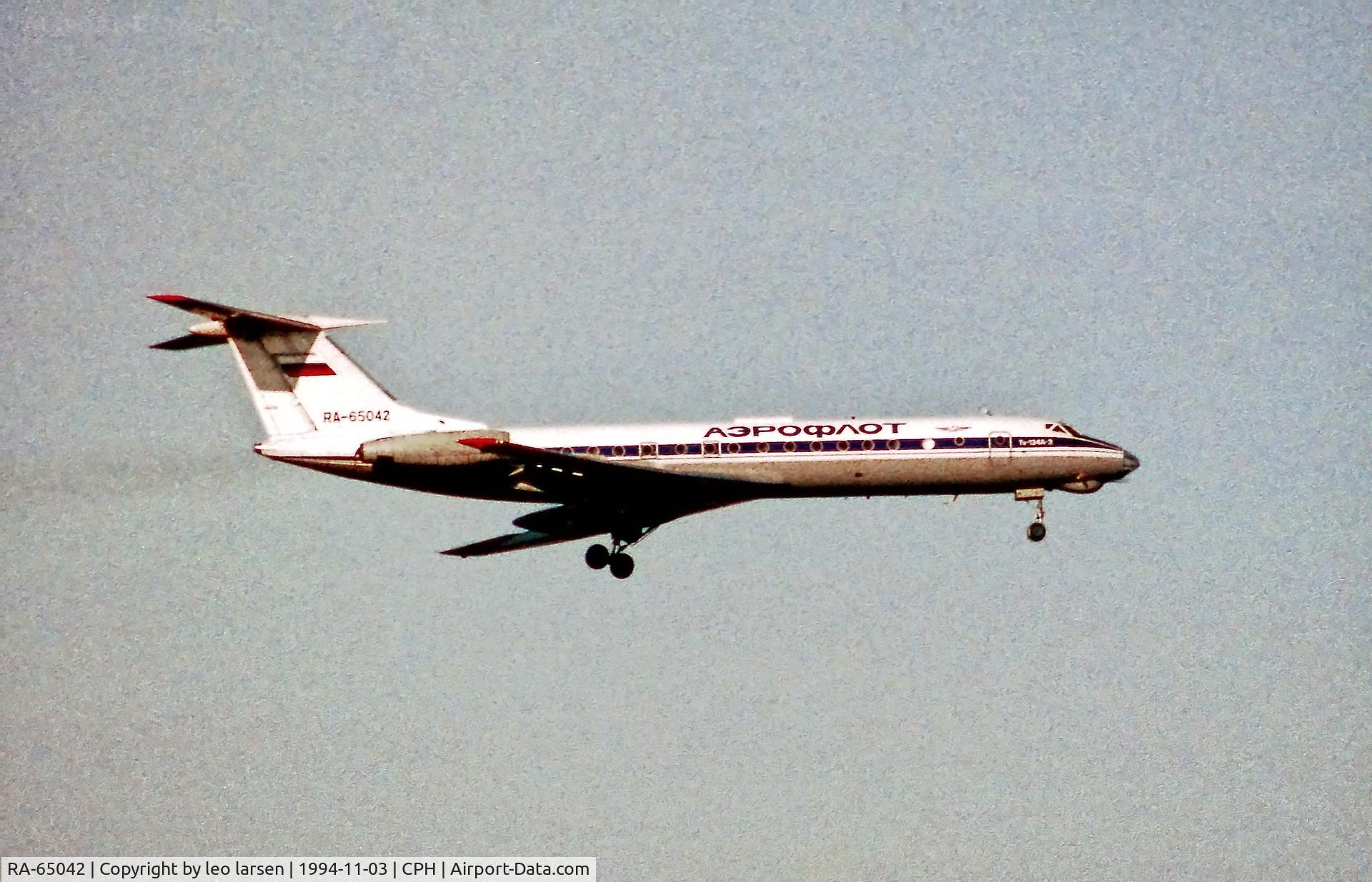 RA-65042, 1978 Tupolev Tu-134A-3 C/N 49350, Copenhagen 3.11.1994