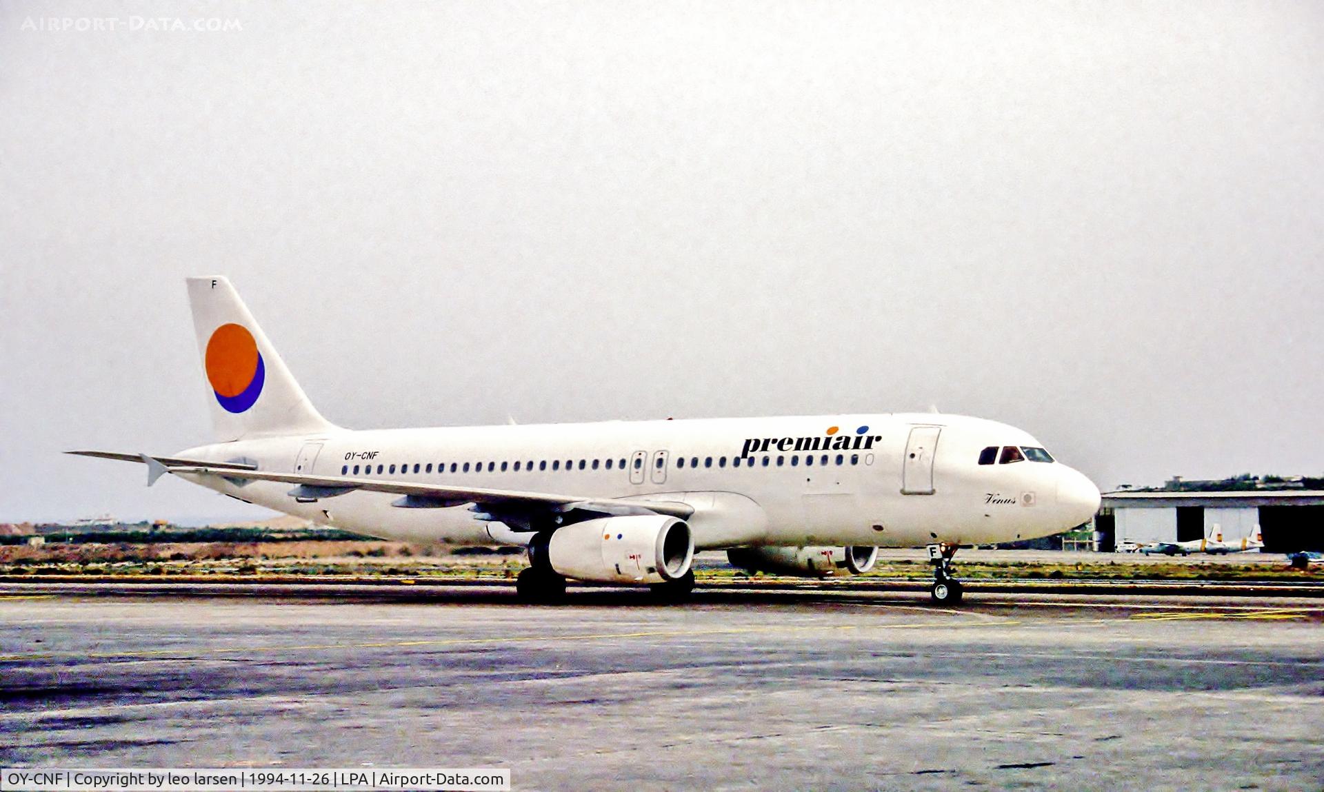 OY-CNF, 1991 Airbus A320-231 C/N 168, Las Palmas 26.11.1994