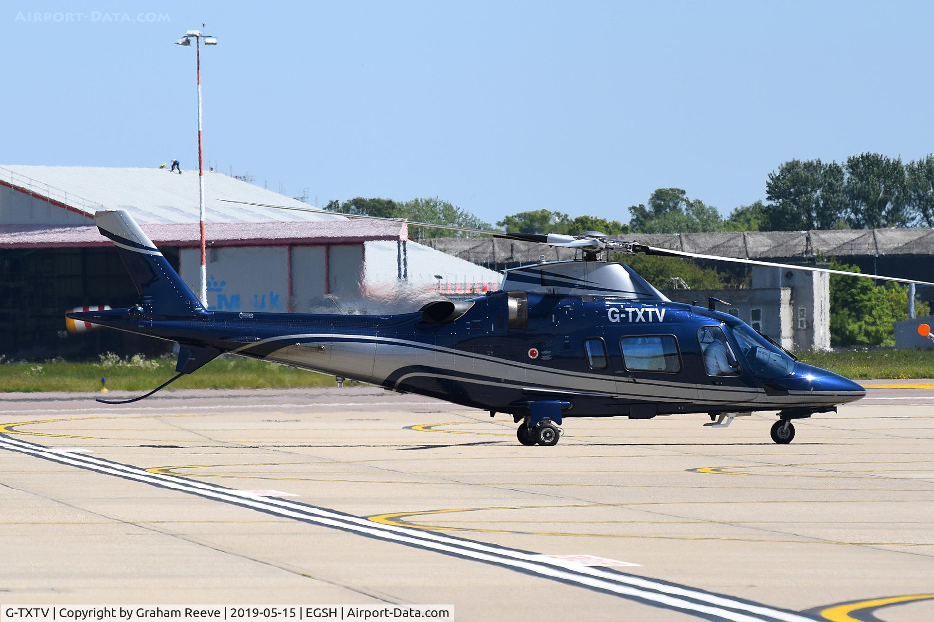 G-TXTV, 2009 Agusta A-109E C/N 11769, Just landed at Norwich.