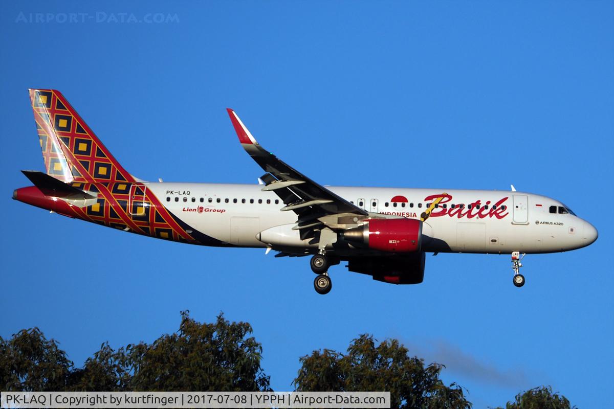 PK-LAQ, 2015 Airbus A320-214 C/N 6722, Airbus A320. Batik Air PK-LAQ, final runway 21, YPPH 08/07/201717.