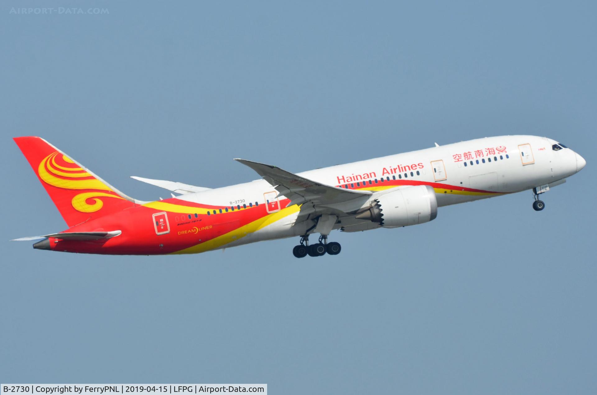B-2730, 2013 Boeing 787-8 Dreamliner C/N 34943, Hainan B788 starting its flight back to China.