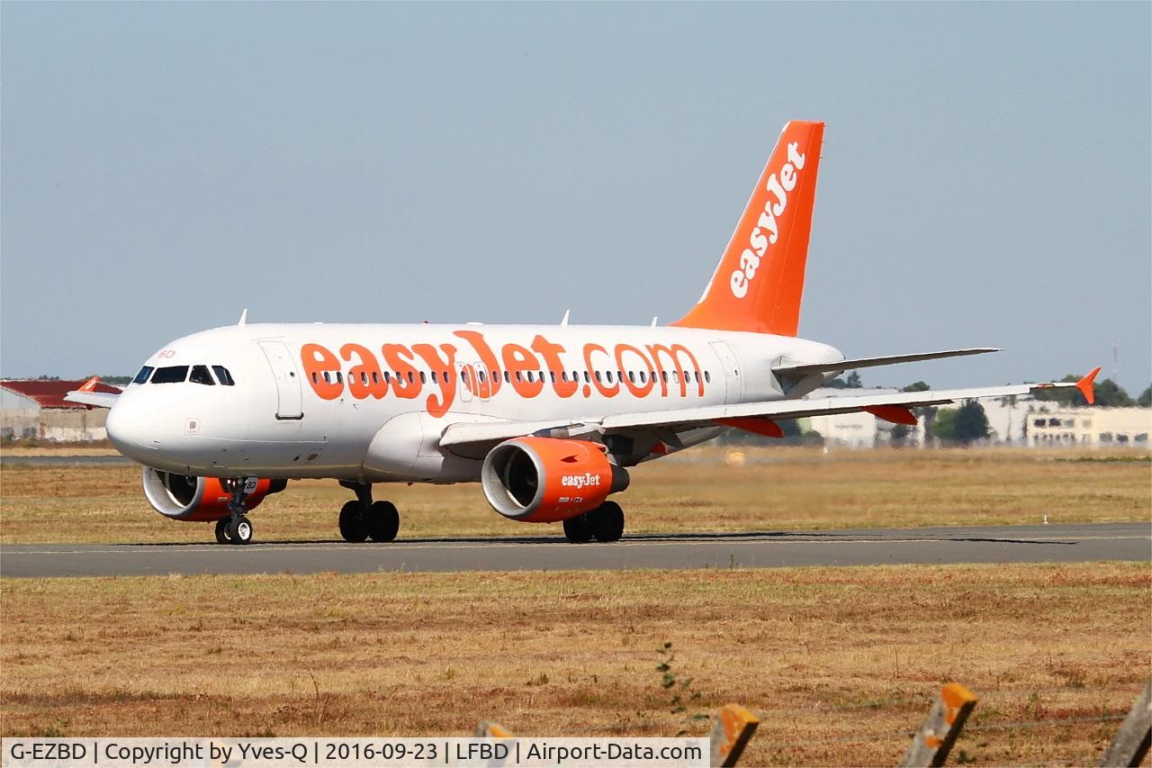 G-EZBD, 2006 Airbus A319-111 C/N 2873, Airbus A319-111, Taxiing to holding point Delta rwy 05, Bordeaux Mérignac airport (LFBD-BOD)