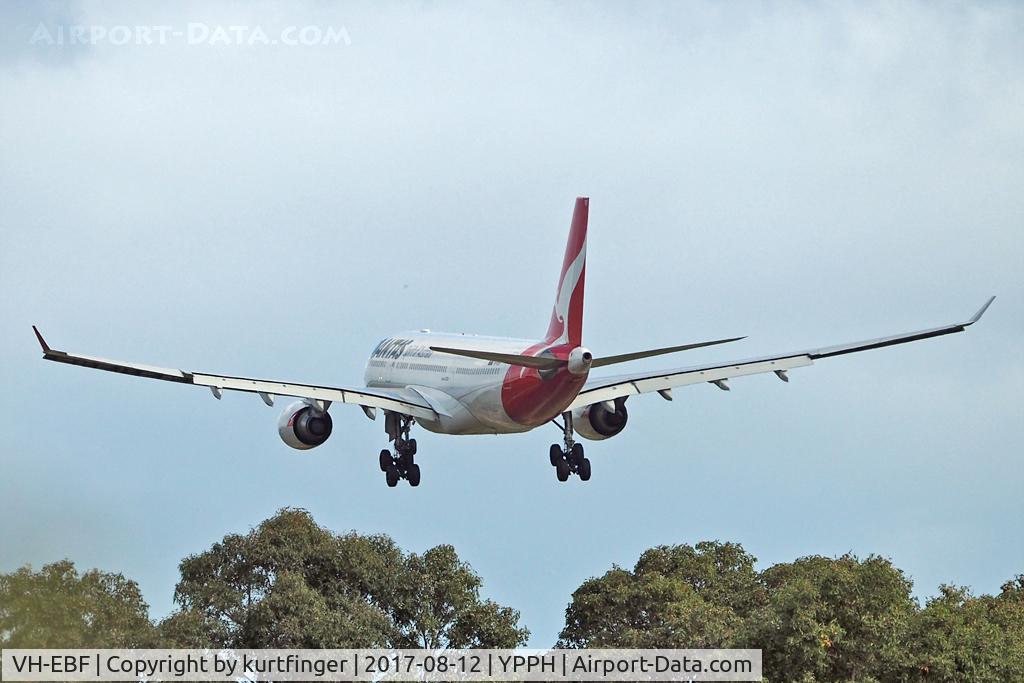 VH-EBF, 2007 Airbus A330-202 C/N 853, Airbus A330-202  Qantas VH-EBF, runway 21, YPPH 12/08/17.