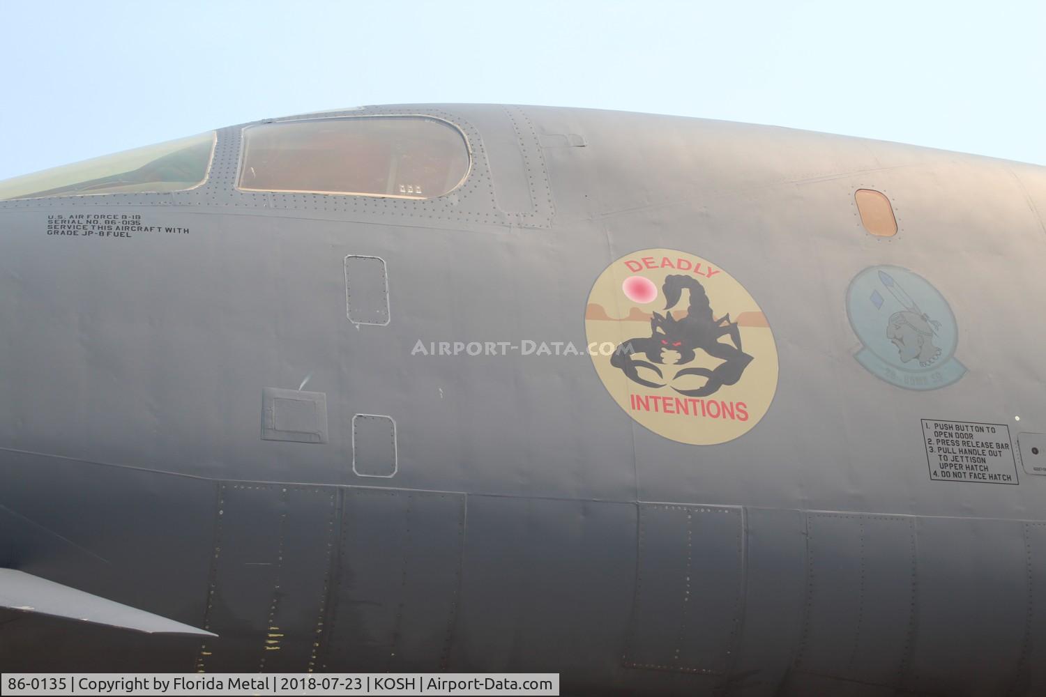 86-0135, 1986 Rockwell B-1B Lancer C/N 95, B-1B Deadly Intentions