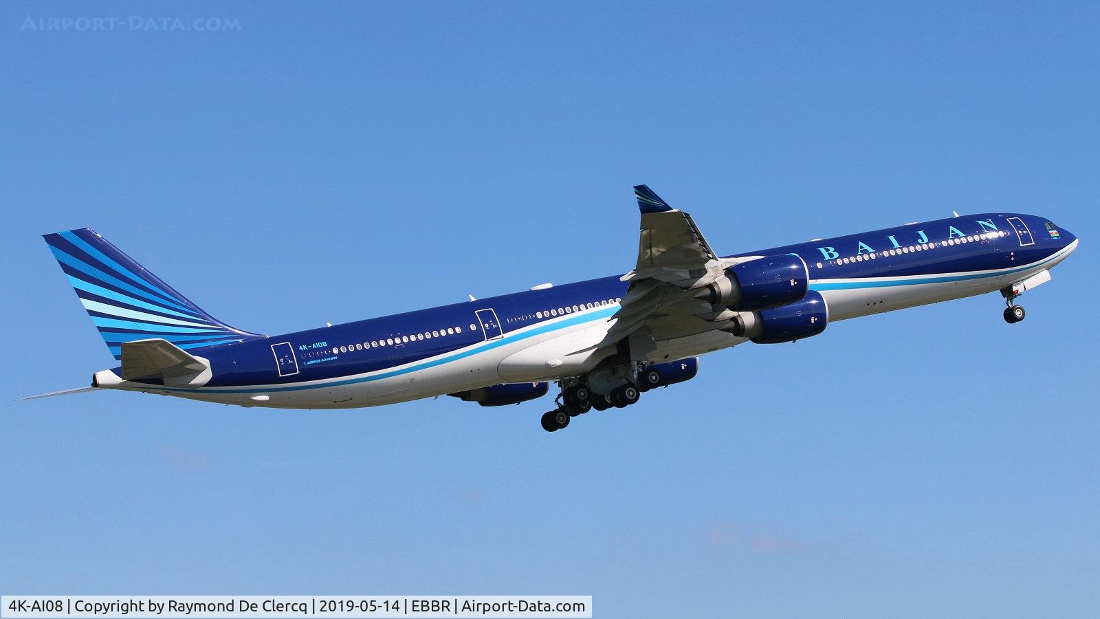 4K-AI08, 2006 Airbus A340-642 C/N 779, Departing Brussels.
