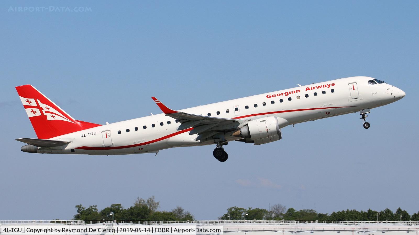 4L-TGU, 2007 Embraer 190AR (ERJ-190-100IGW) C/N 19000064, Departing Brussels.