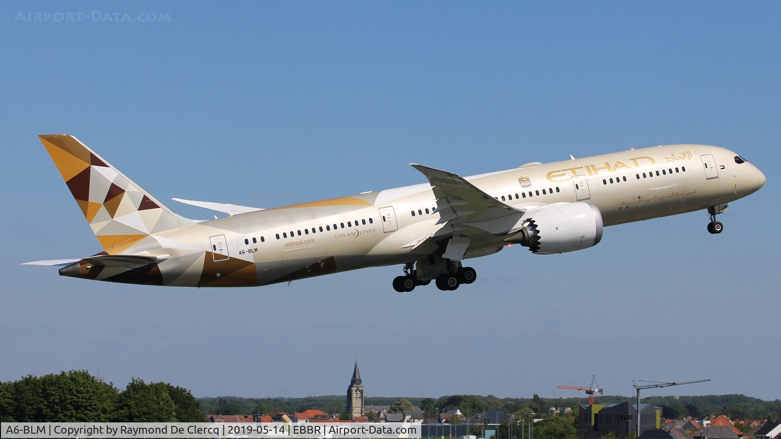 A6-BLM, 2017 Boeing 787-9 Dreamliner C/N 39658, Departing Brussels.
