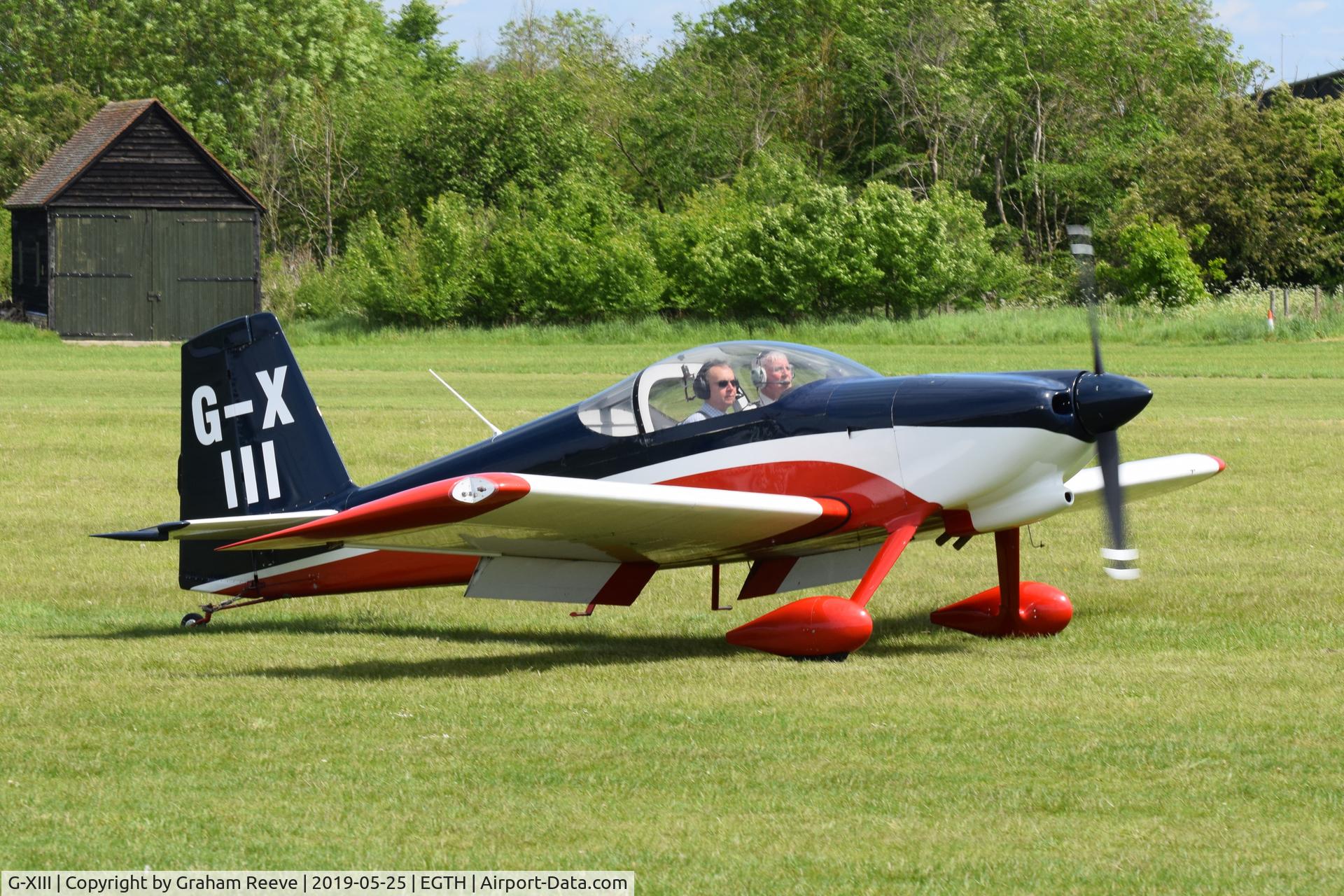 G-XIII, 2005 Vans RV-7 C/N PFA 323-14165, Just landed at Old Warden.