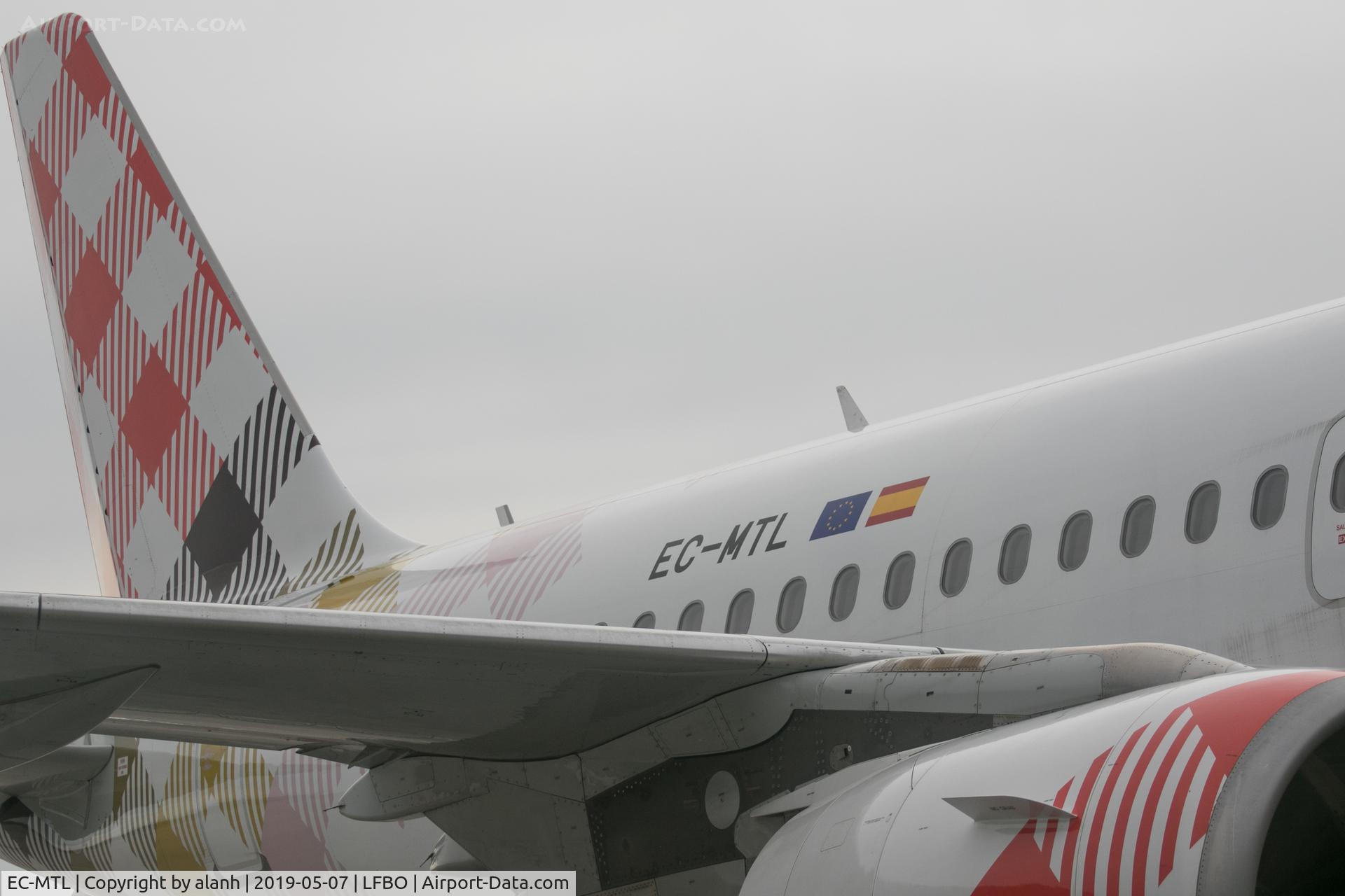 EC-MTL, 2003 Airbus A319-111 C/N 2053, Photo snapped in passing from the gate transport bus at Toulouse Blagnac