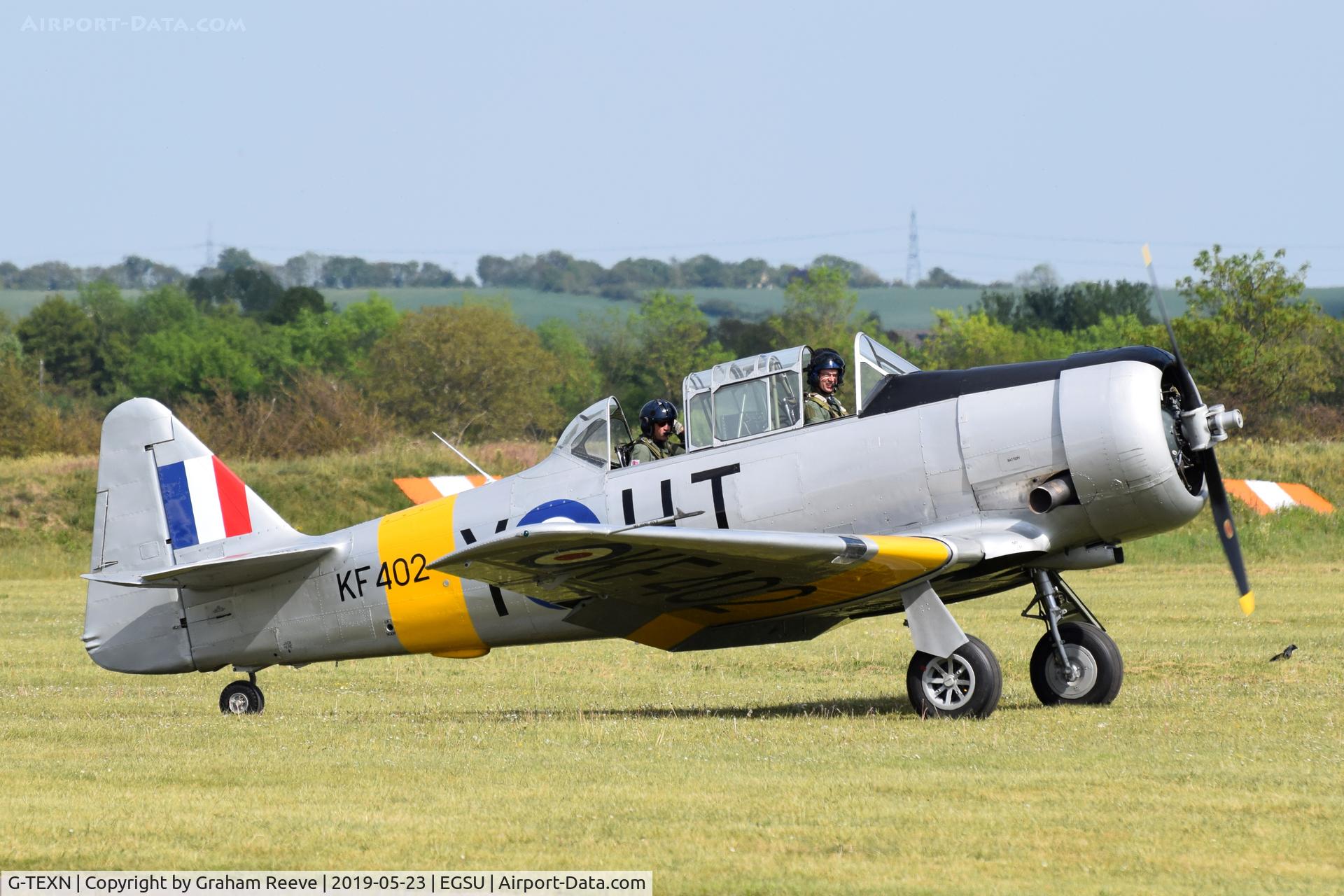 G-TEXN, 1959 North American T-6G Texan C/N 168-176, Departing from Duxford.