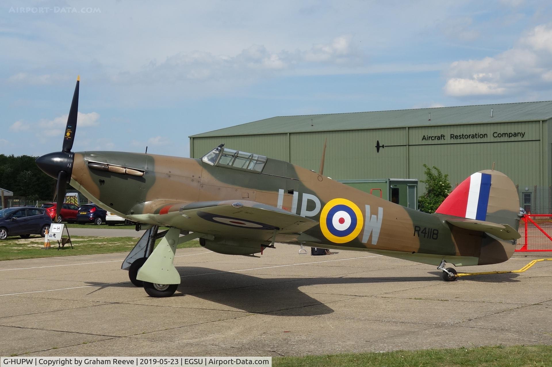 G-HUPW, 1940 Hawker Hurricane I C/N G592301, Under tow at Duxford.