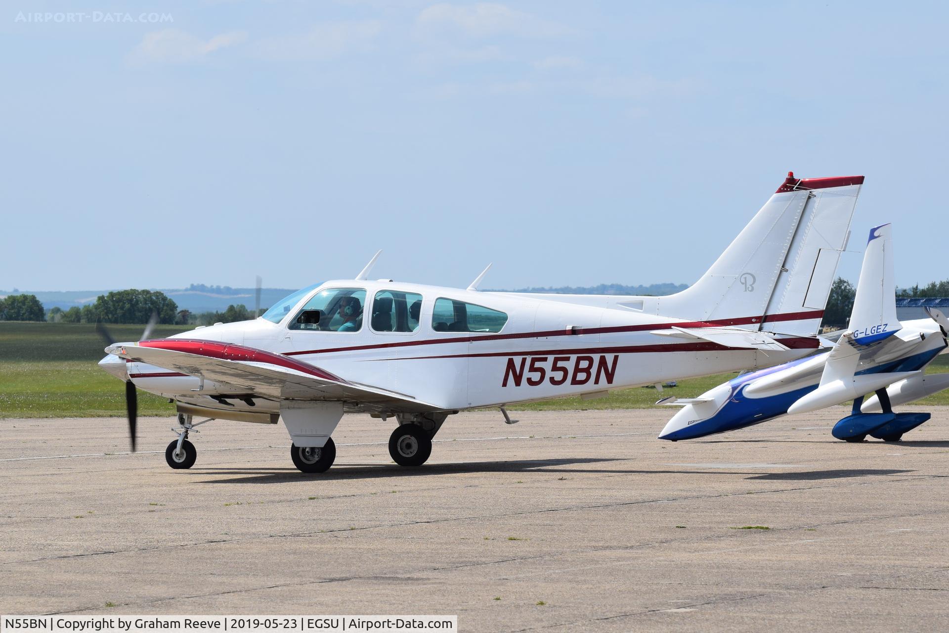 N55BN, 1973 Beech 95-B55 Baron Baron C/N TC-1572, Parked at Duxford.