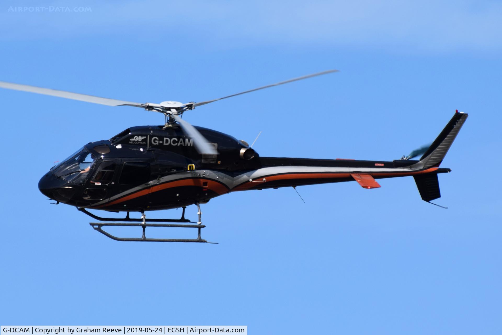 G-DCAM, 2007 Eurocopter AS-355NP Ecureuil 2 C/N 5750, Departing from Norwich.