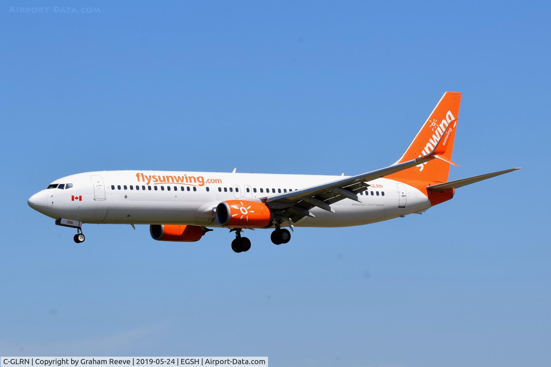 C-GLRN, 2017 Boeing 737-8SH(W) C/N 41353, Landing at Norwich.