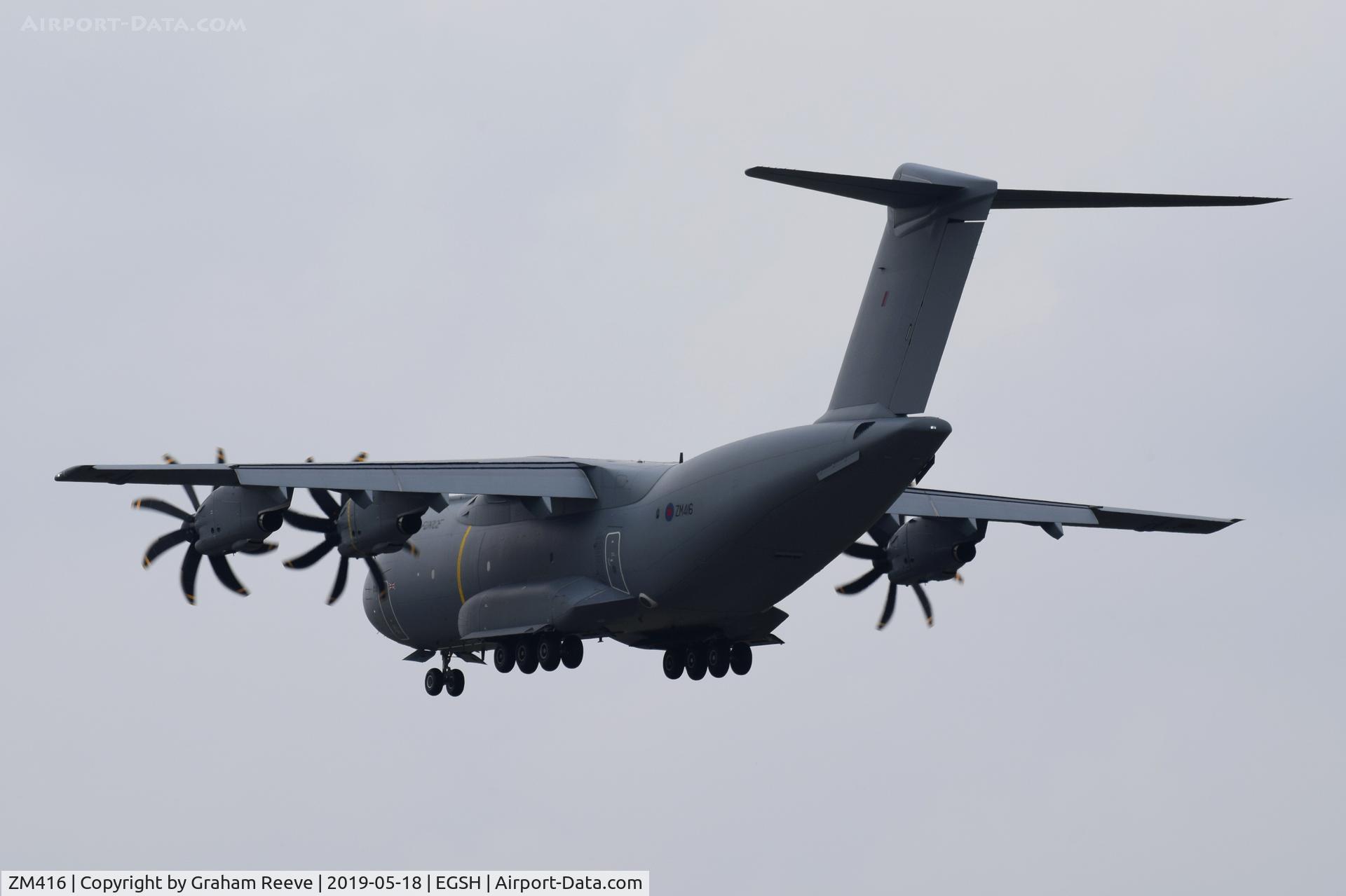ZM416, 2017 Airbus A400M Atlas C.1 C/N 058, Departing from Norwich.