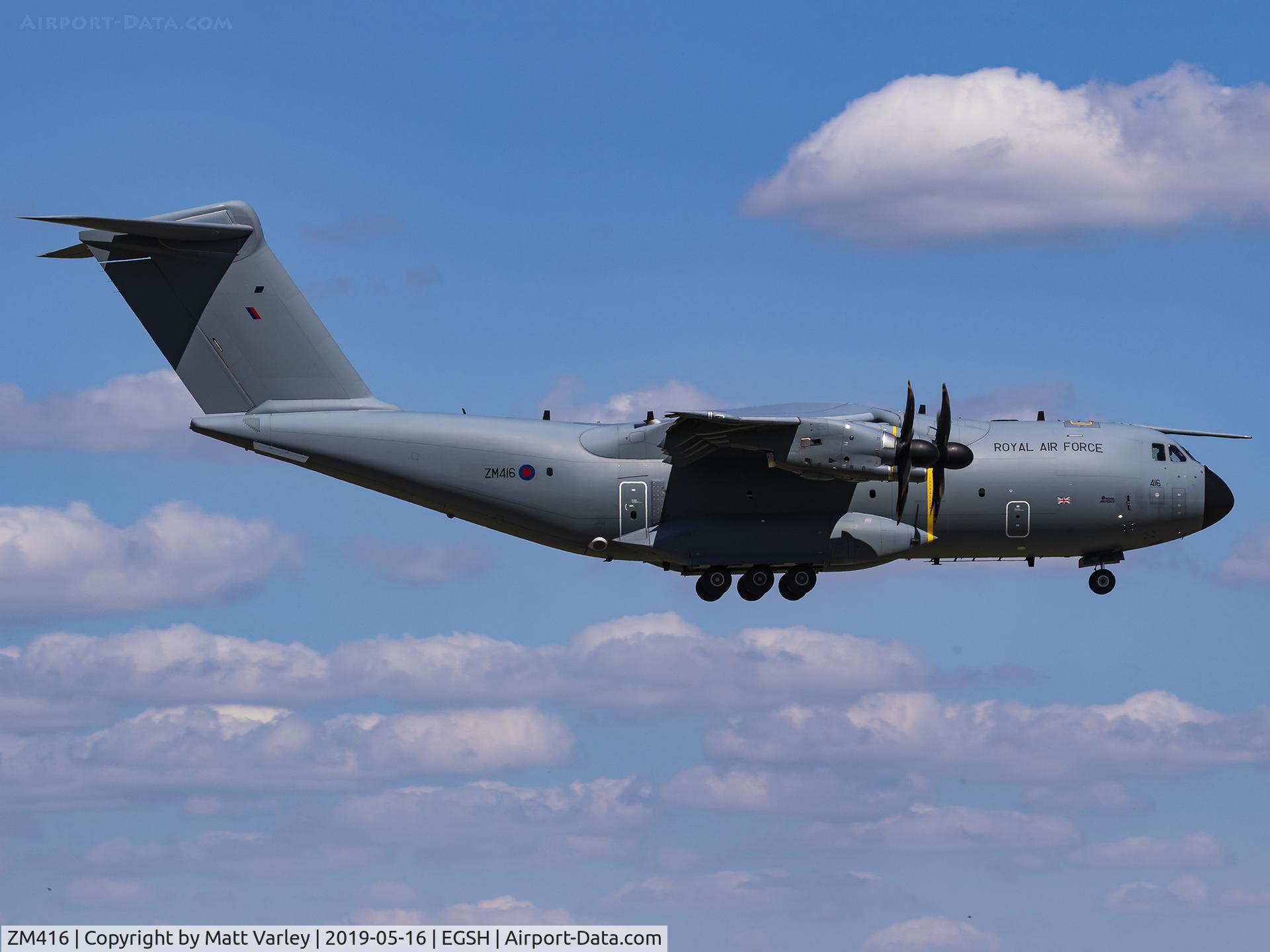 ZM416, 2017 Airbus A400M Atlas C.1 C/N 058, On approach