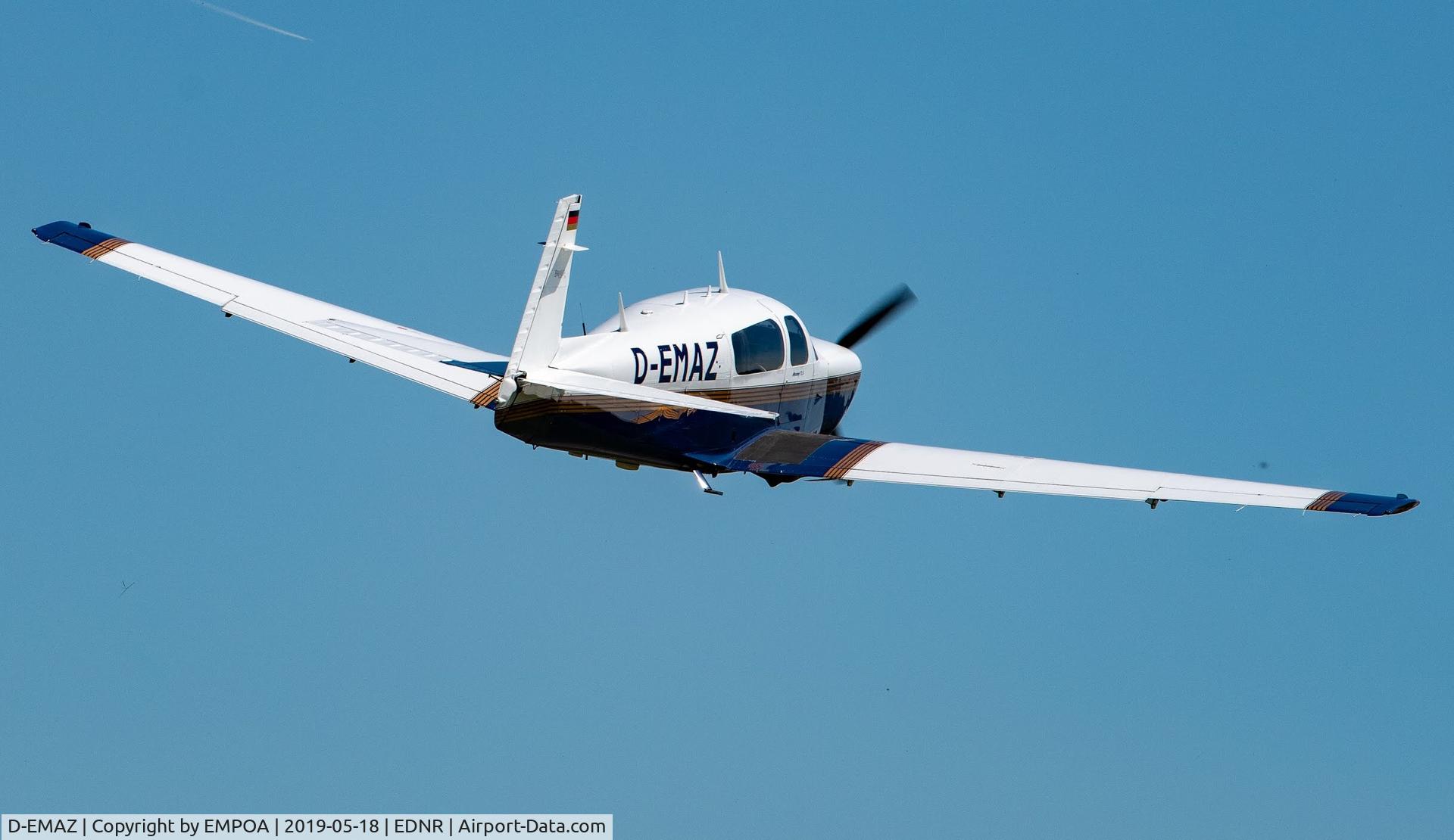 D-EMAZ, 1999 Mooney M20M TLS Bravo C/N 27-0273, After Takeoff in Regensburg-Oberhub