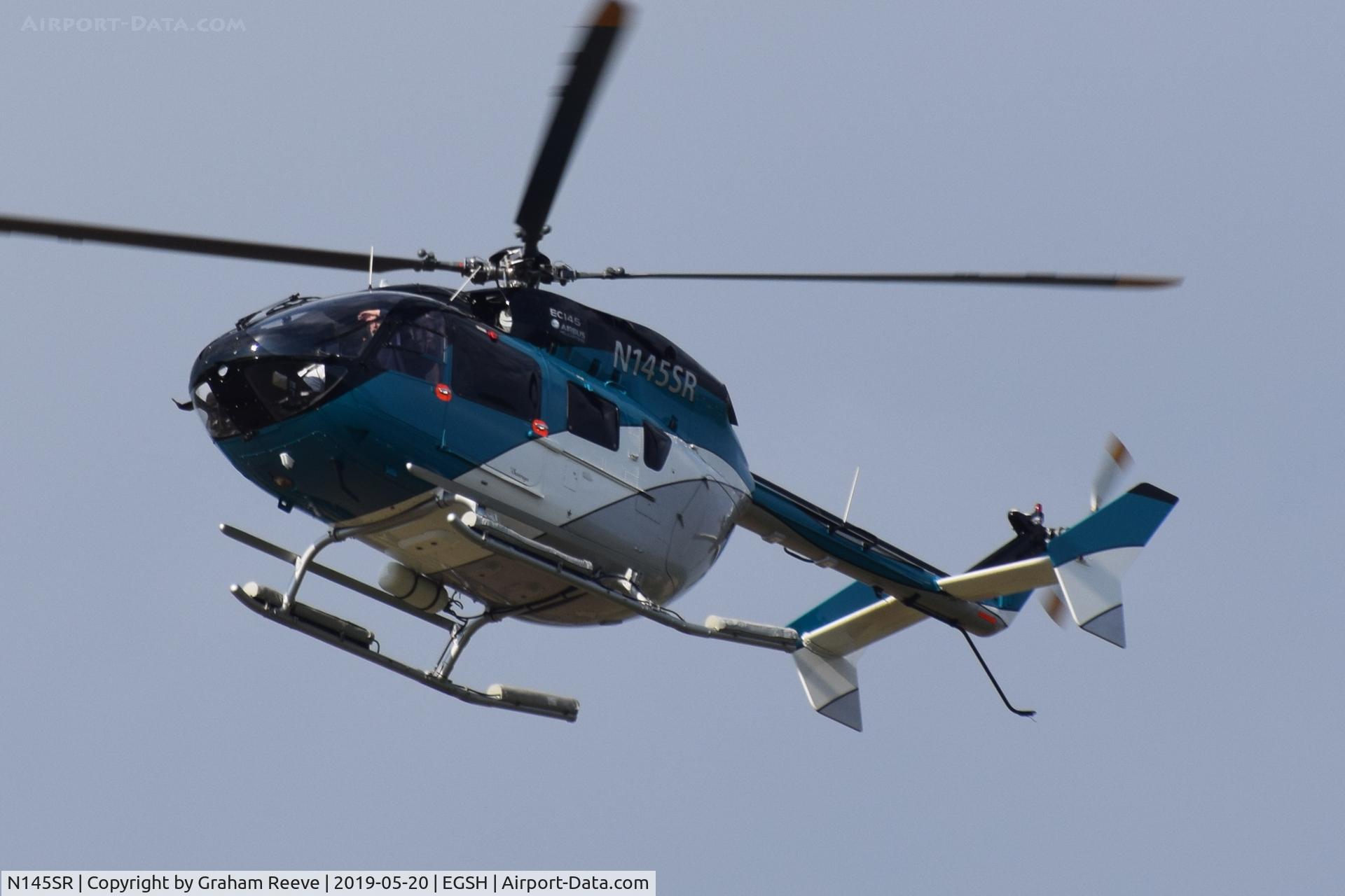 N145SR, Eurocopter-Kawasaki EC-145 (BK-117C-2) C/N 9339, Landing at Norwich.