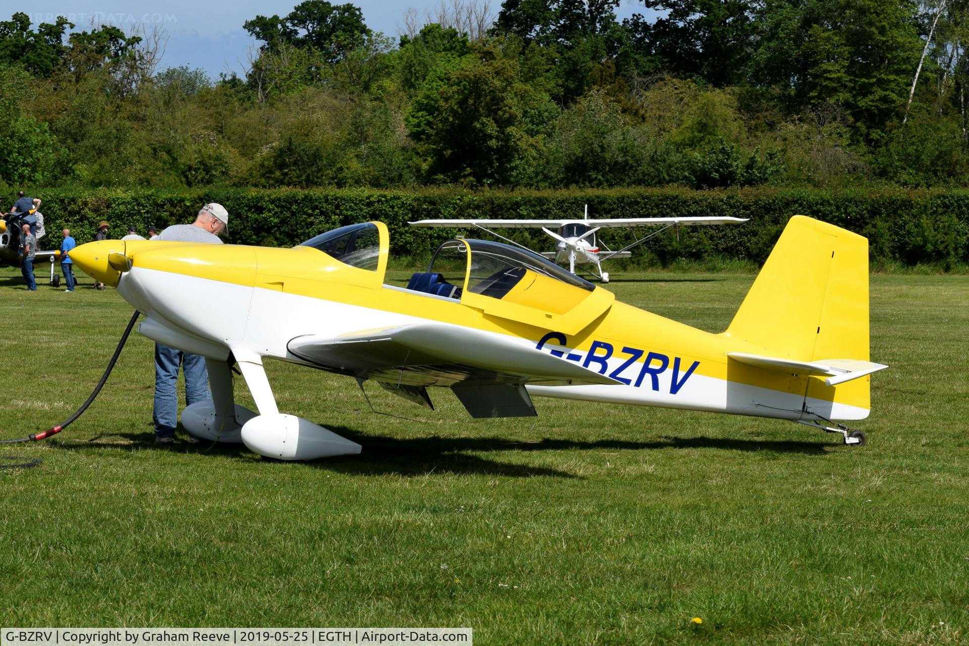 G-BZRV, 2002 Vans RV-6 C/N PFA 181A-13573, Being fuelled at Old Warden.
