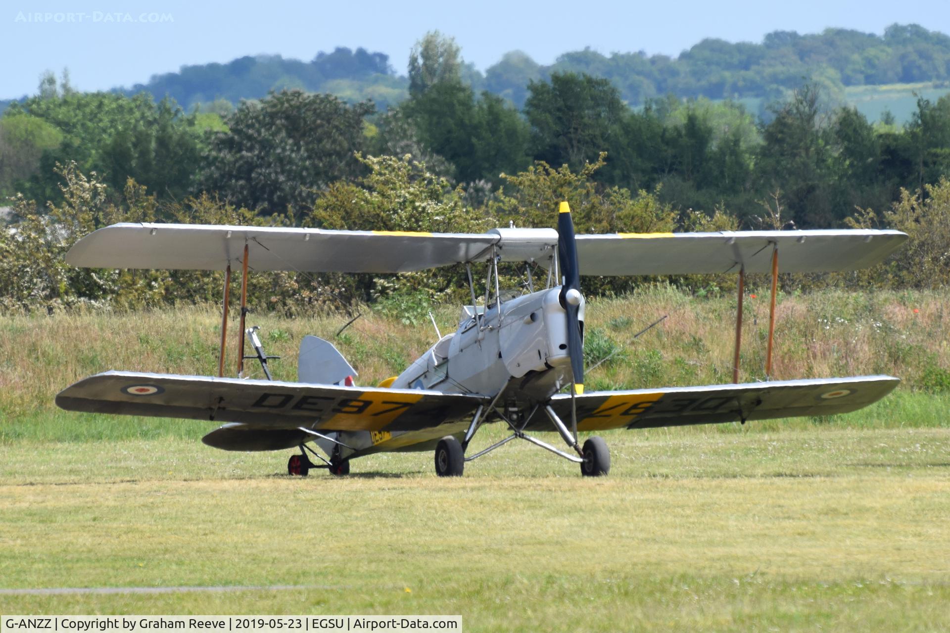 G-ANZZ, 1944 De Havilland DH-82A Tiger Moth II C/N 85834, Parked at Duxford.