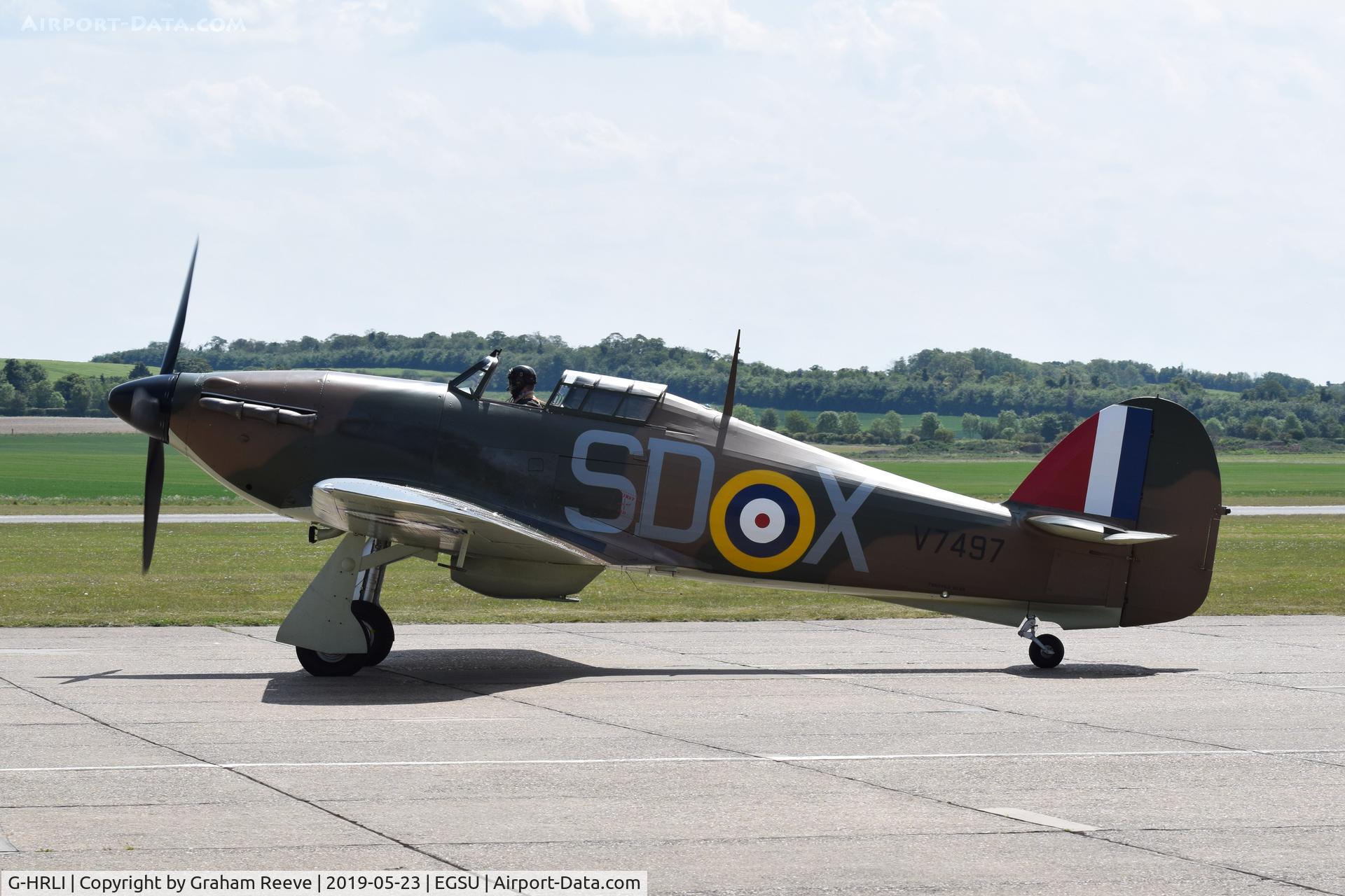 G-HRLI, 1940 Hawker Hurricane I C/N 41H-136172, Departing from Duxford.
