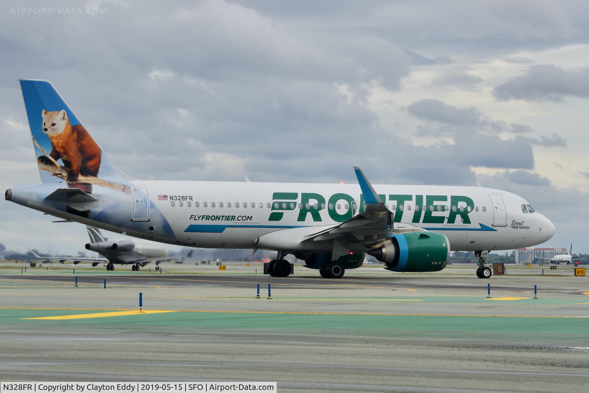 N328FR, 2018 Airbus A320-251N C/N 8118, SFO 2019.