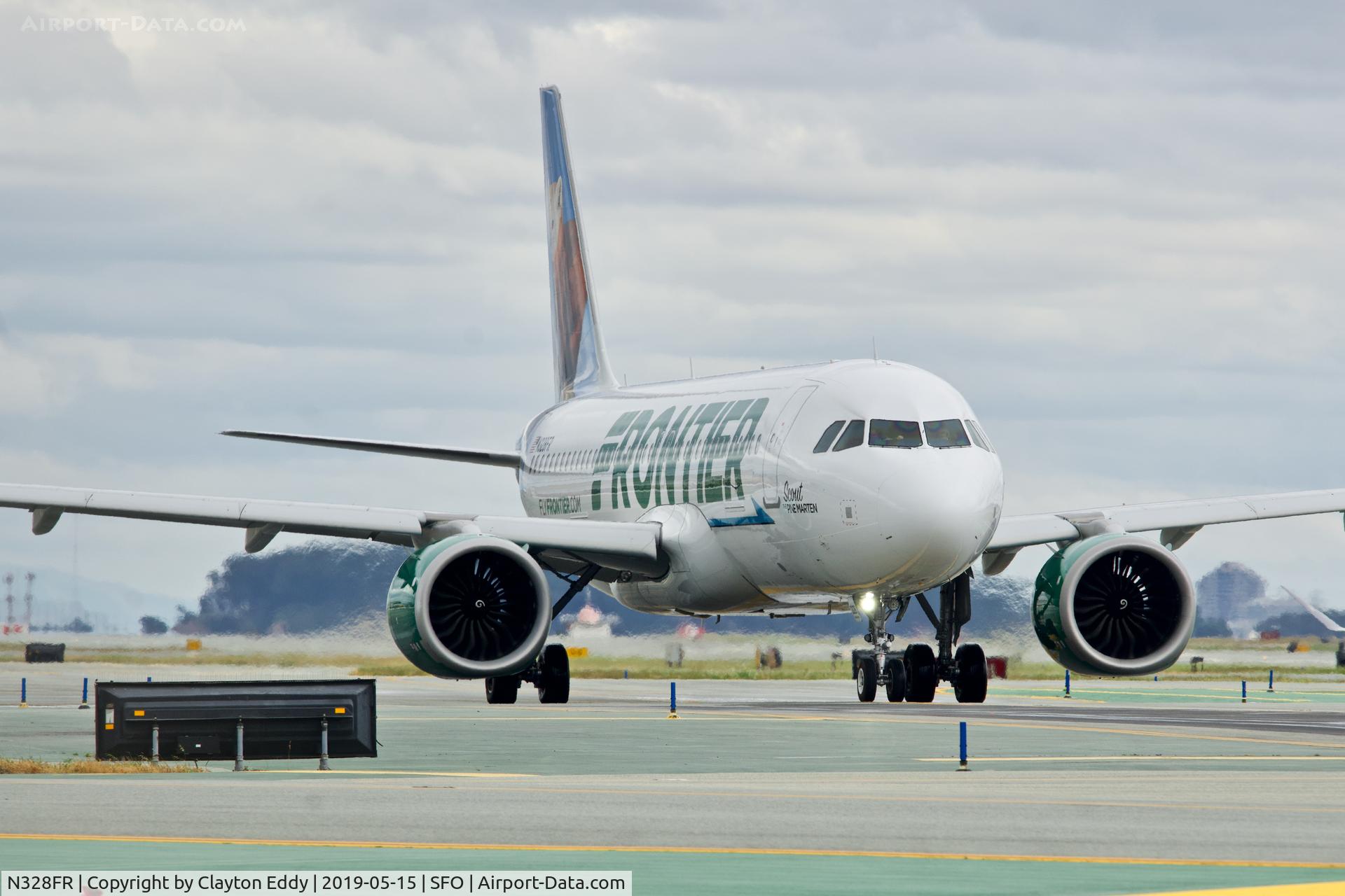 N328FR, 2018 Airbus A320-251N C/N 8118, SFO 2019.