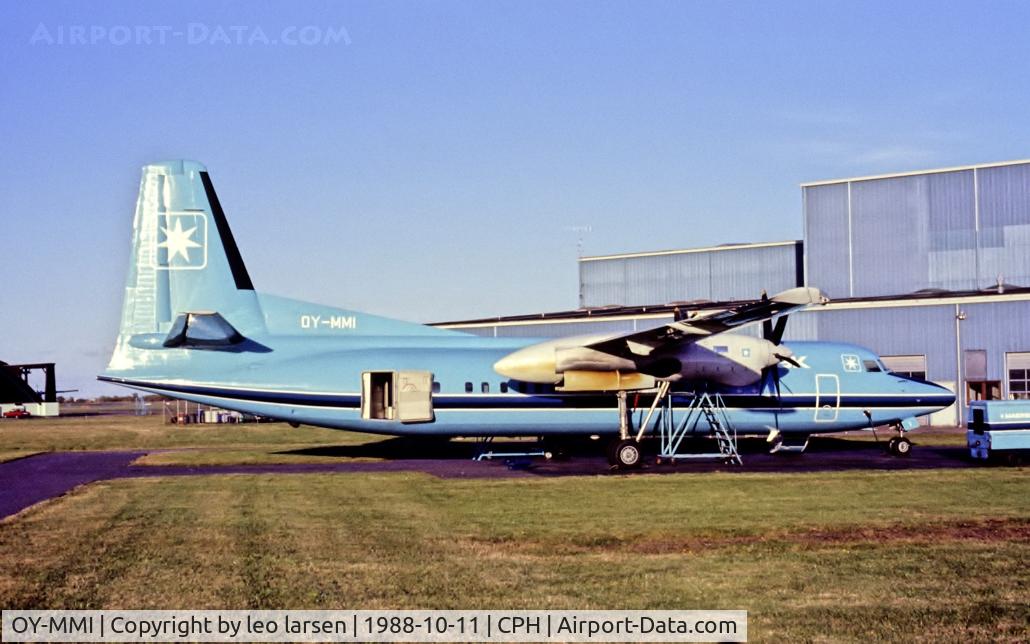 OY-MMI, 1988 Fokker 50 C/N 20126, Copenhagen 11.10.1988