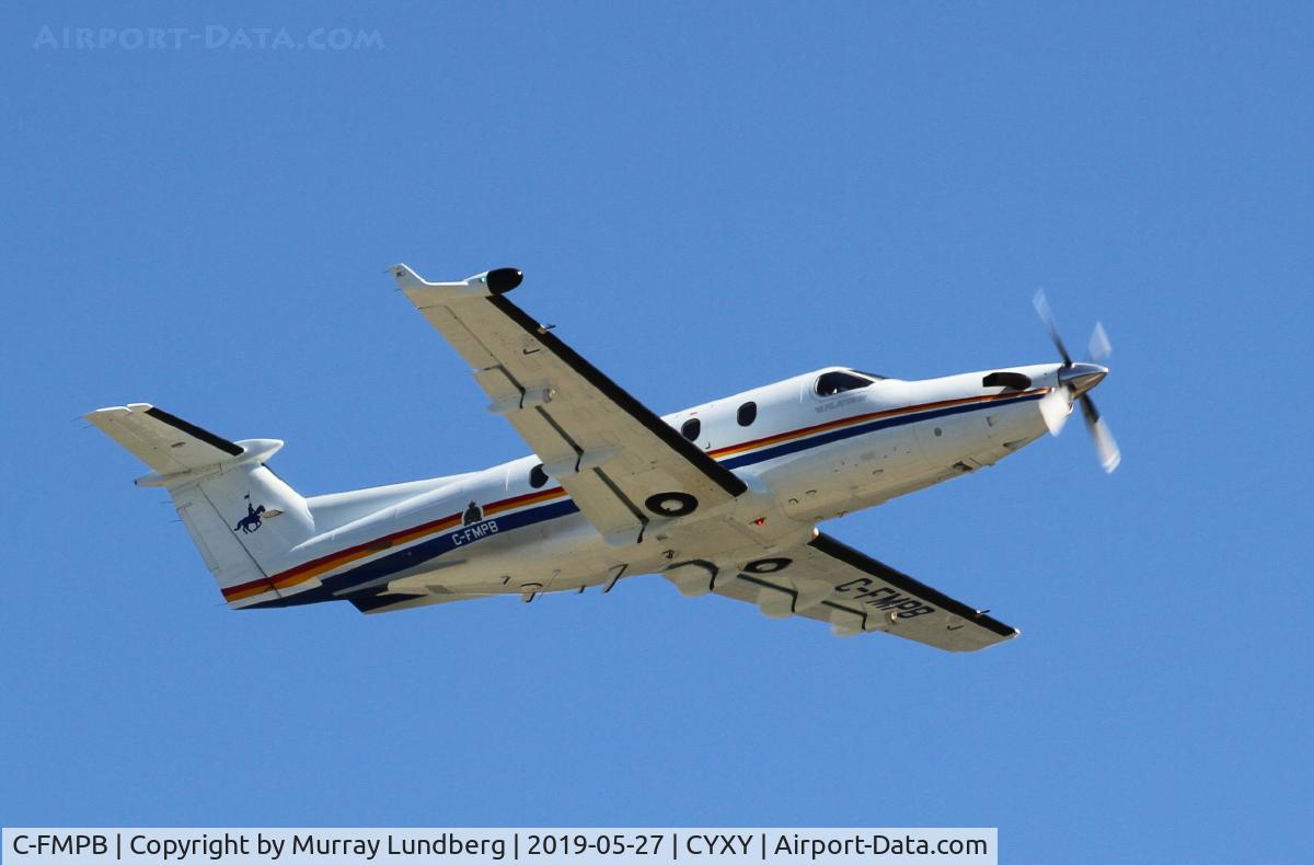 C-FMPB, 1999 Pilatus PC-12/45 C/N 283, Taking off from Whitehorse, Yukon, its base since 2018.