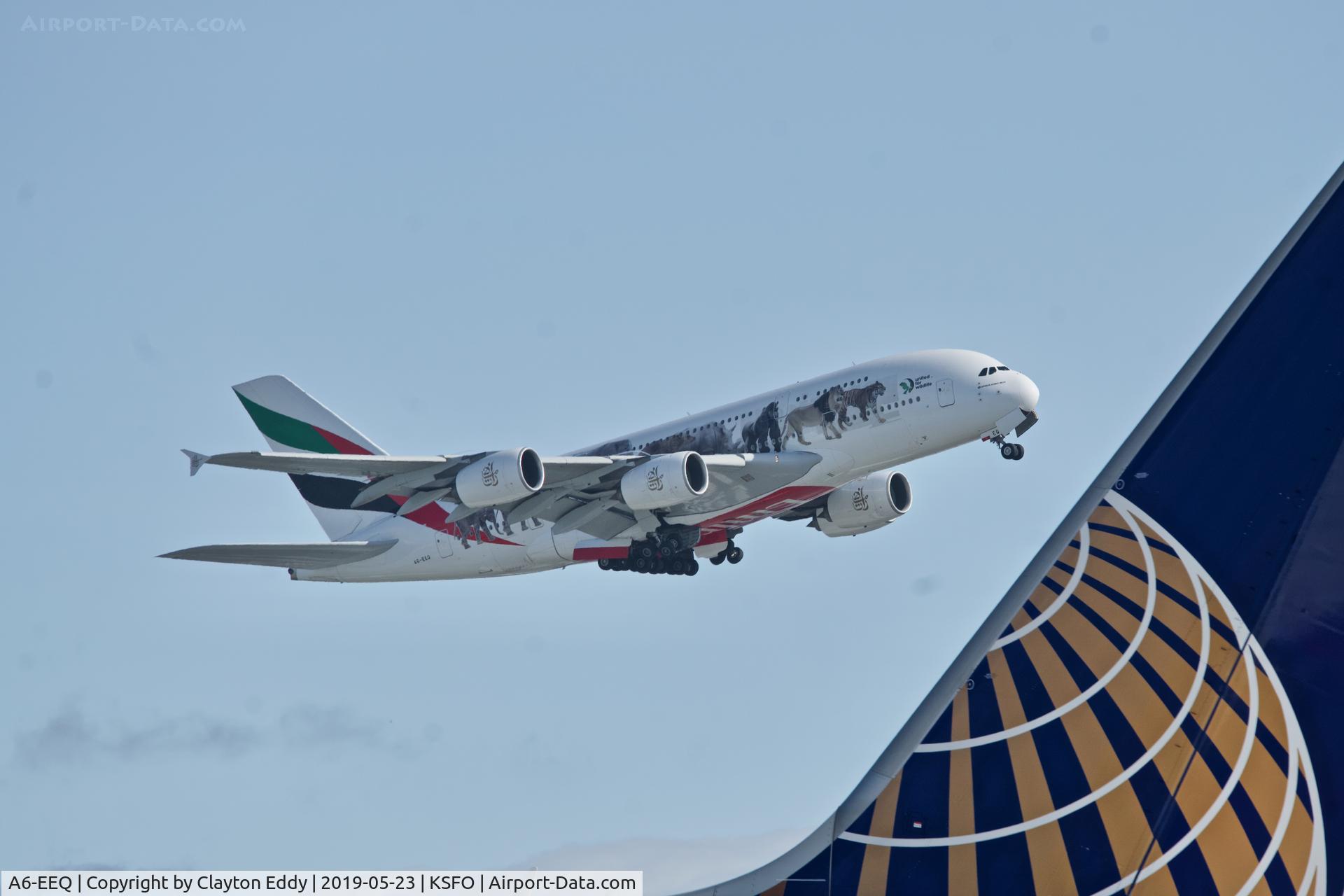 A6-EEQ, 2013 Airbus A380-861 C/N 141, SFO 2019.