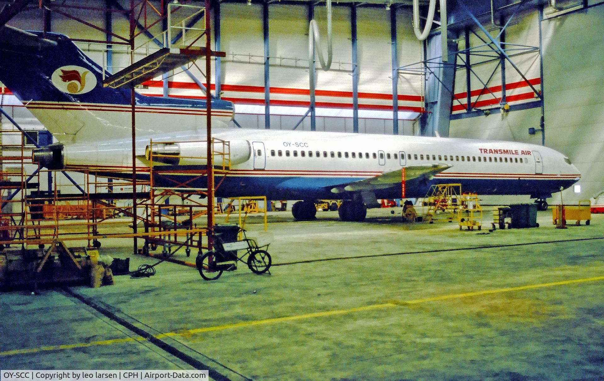 OY-SCC, 1979 Boeing 727-212 C/N 21945, Copenhagen 25.3.1996 after lease to Transmile Air , Malaysia.