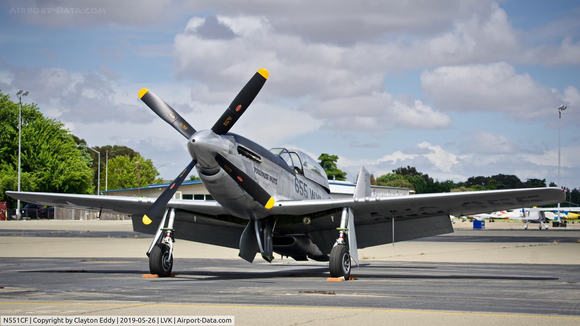 N551CF, 1944 North American TF-51D Mustang C/N 122-44511, Livermore Airport California 2019.