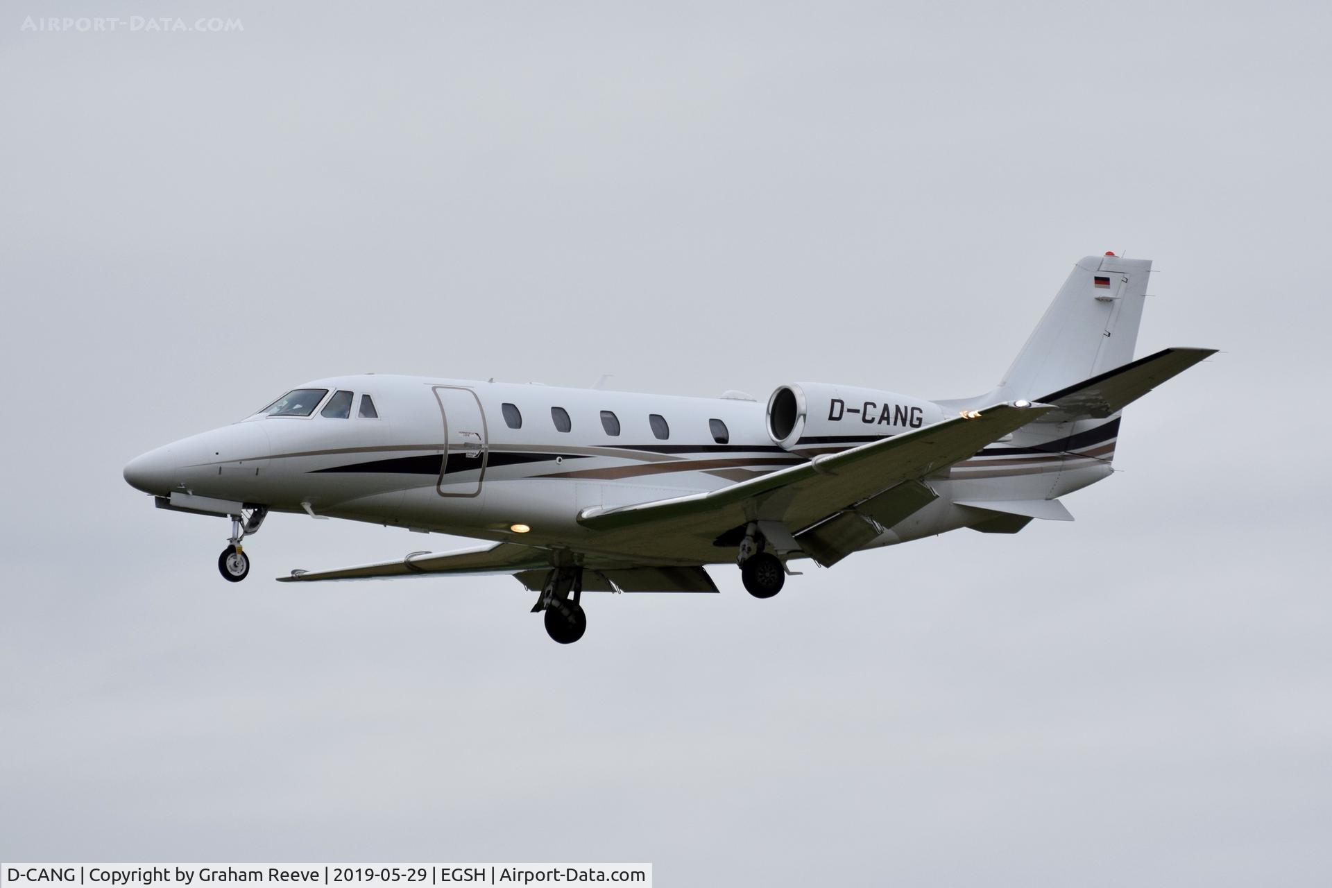 D-CANG, 2013 Cessna 560 Citation Excel XLS+ C/N 560-6128, Landing at Norwich.