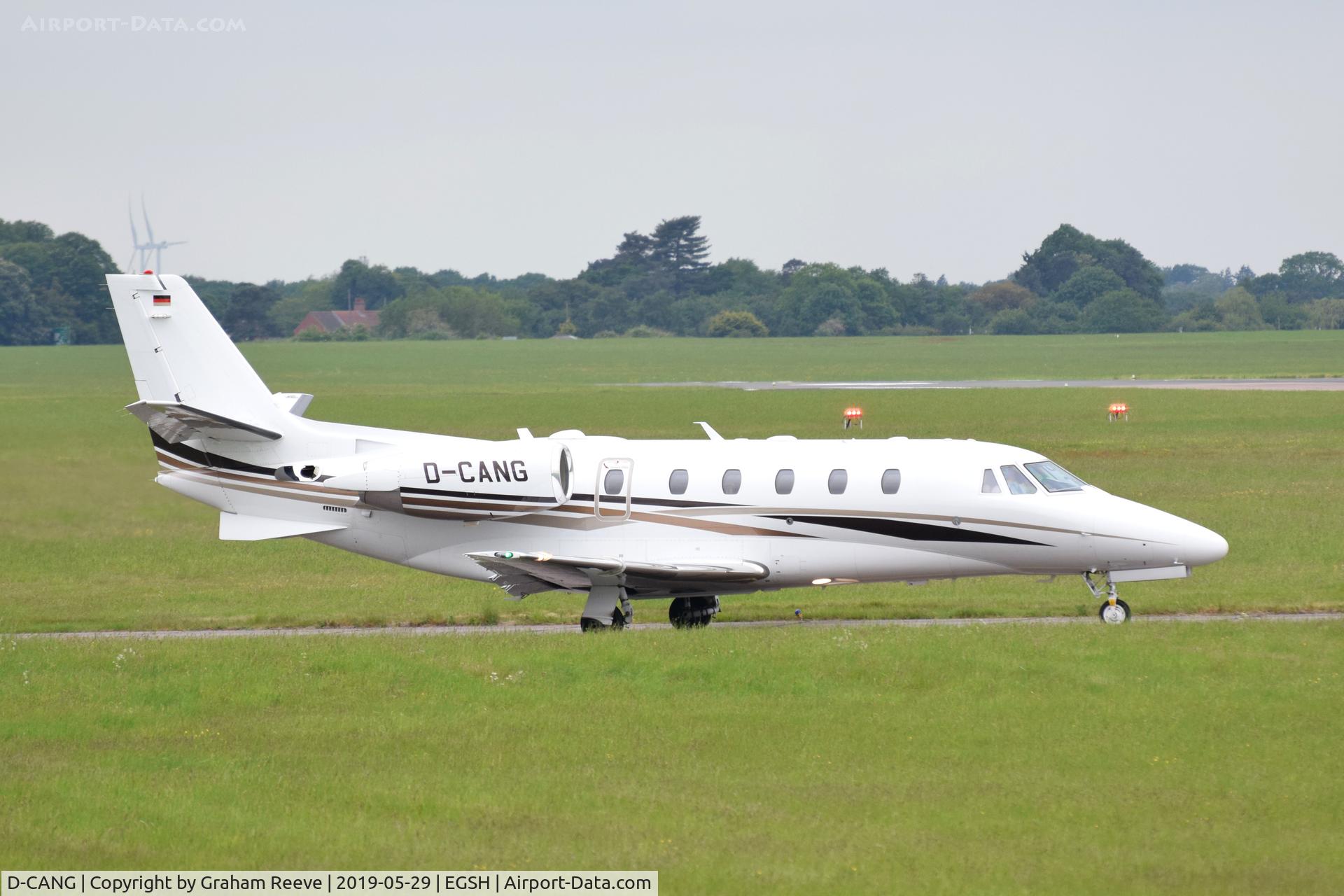 D-CANG, 2013 Cessna 560 Citation Excel XLS+ C/N 560-6128, Departing from Norwich.