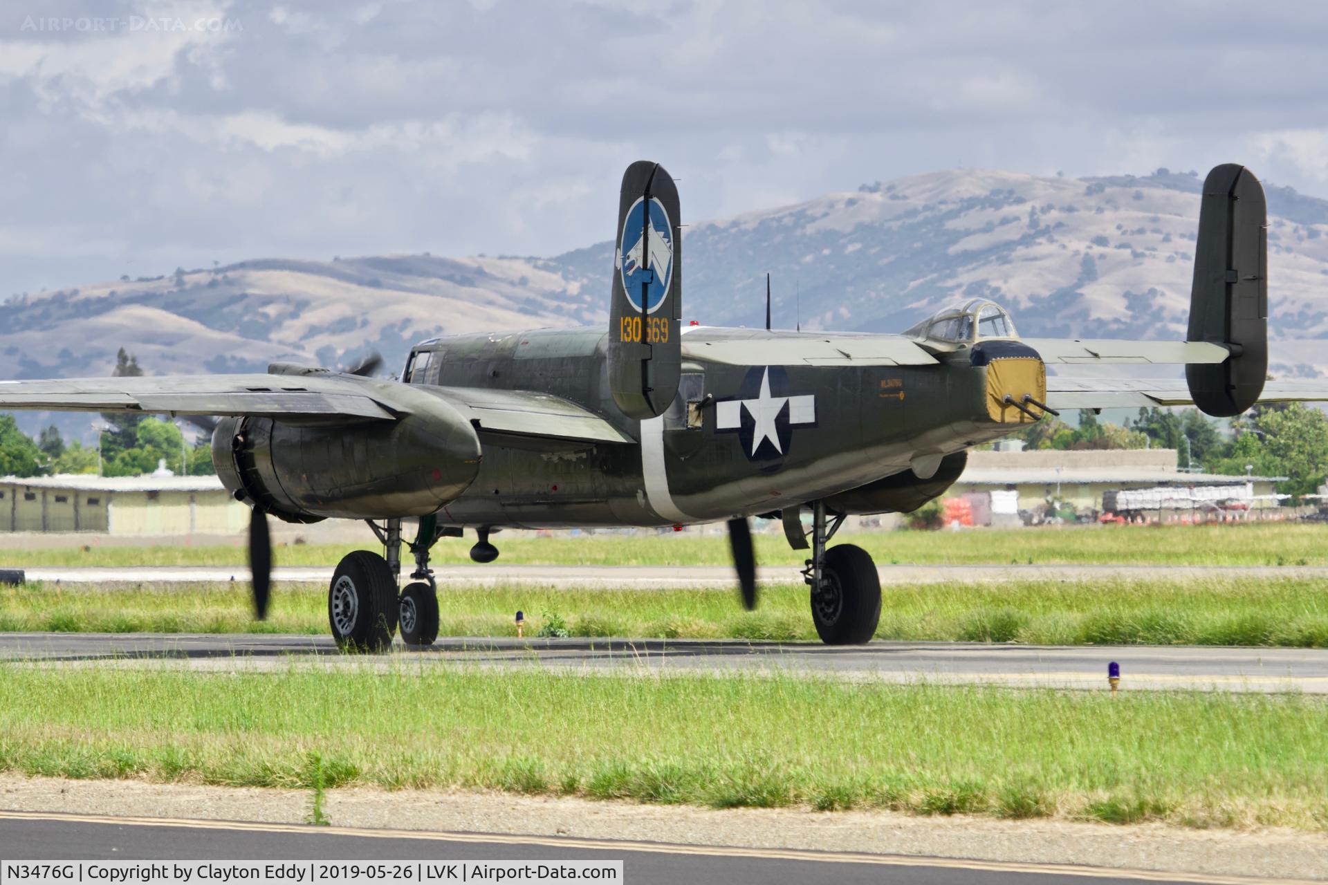 N3476G, 1944 North American B-25J Mitchell C/N 108-33257, Livermore Airport California 2019.
