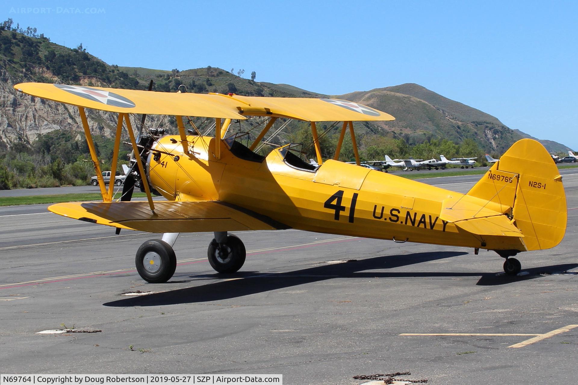 N69764, 1941 Boeing A75N1(PT17) C/N 75-1628, 1941 Boeing Stearman A75N1 as Navy N2S1, Continental W670 220 Hp radial, on transient ramp