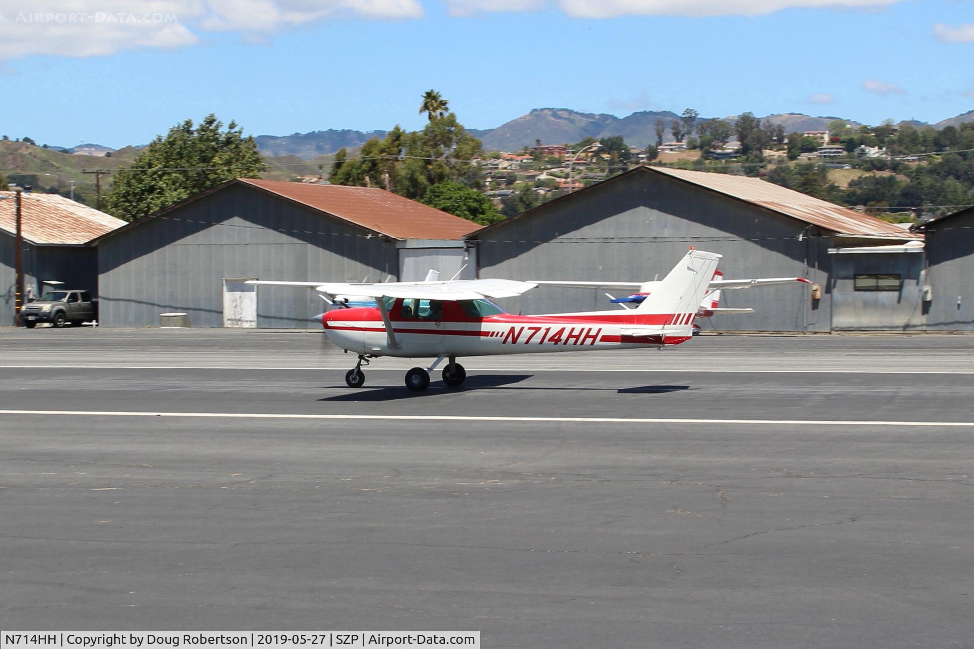 N714HH, 1977 Cessna 150M C/N 15079185, 1977 Cessna 150M,  Continental O-200 100 Hp, landing roll Rwy 22