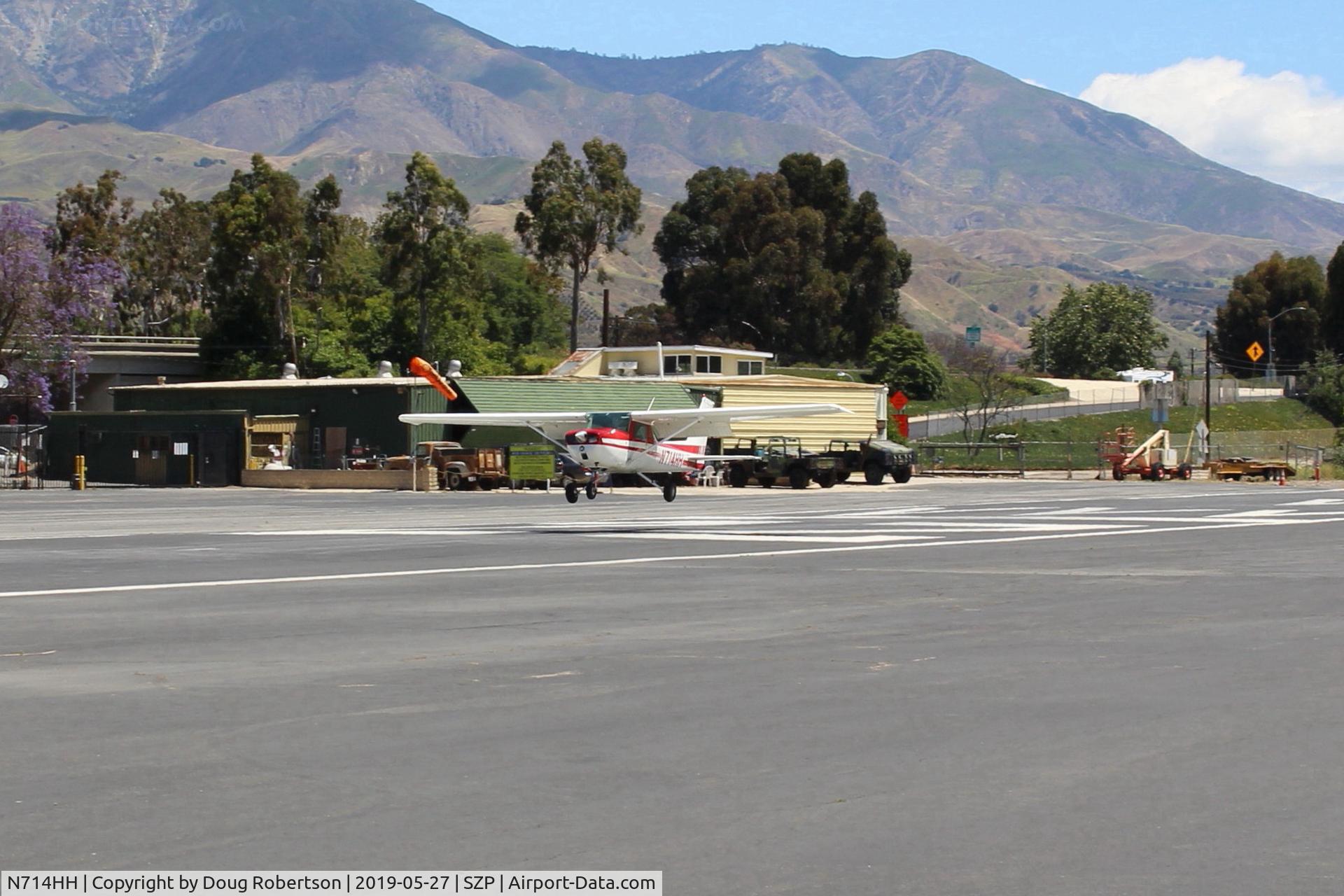 N714HH, 1977 Cessna 150M C/N 15079185, 1977 Cessna 150M, Continental O-200 100 Hp, on very short final Rwy 22