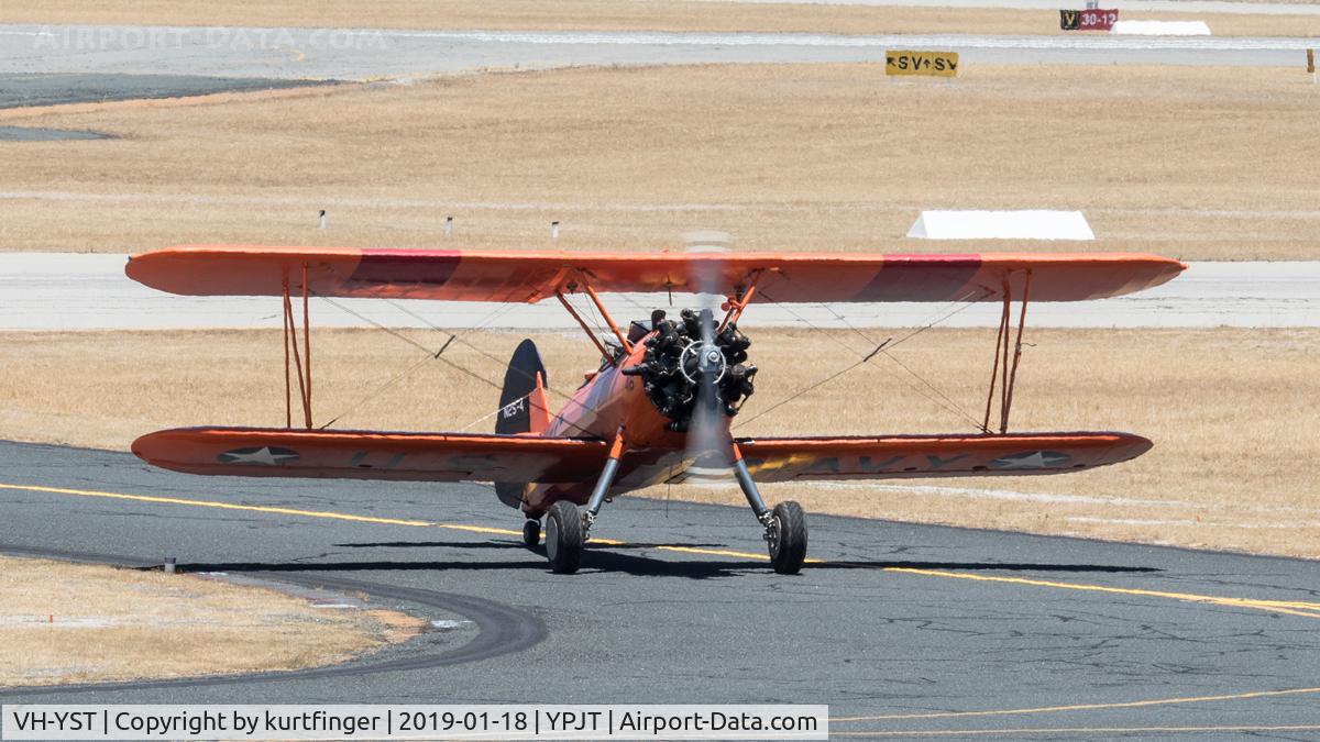 VH-YST, 1942 Boeing A75 C/N 75-5146, StearmanA75 PT-13J-N2S-4. VH-YST YPJT 18/01/19.